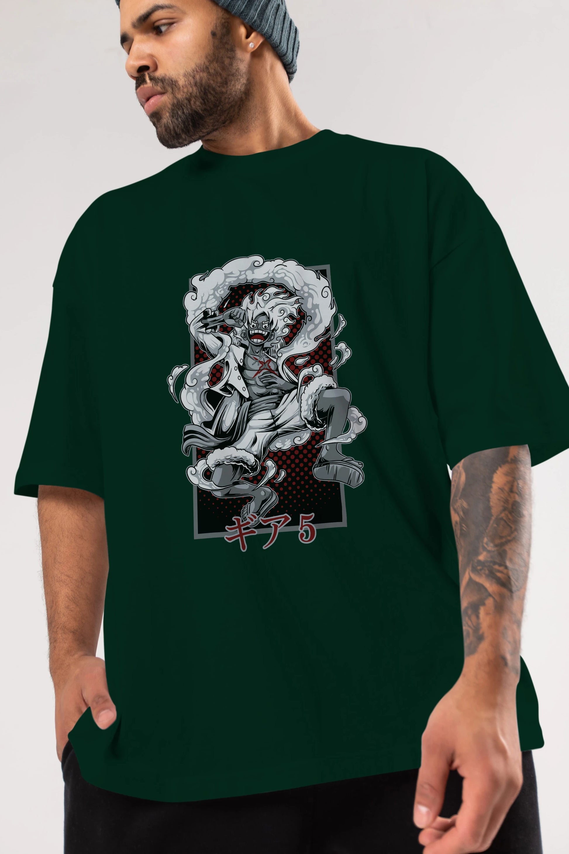 LUFFY GEAR 5 Anime Ön Baskılı Oversize t-shirt %100 pamuk Erkek Kadın Unisex