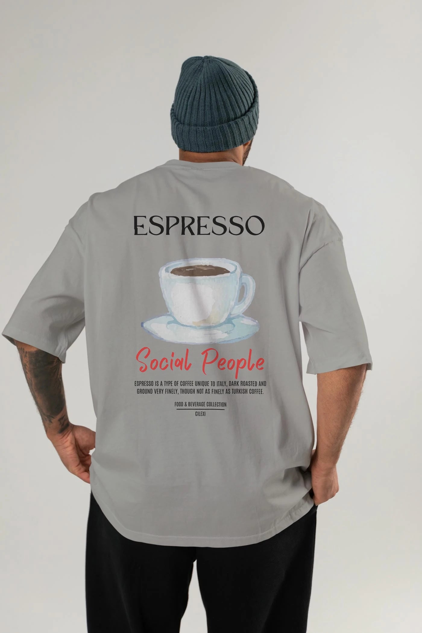 Espresso Kokteyl Serisi Baskılı Oversize t-shirt Erkek Kadın Unisex %100 Pamuk Bisiklet Yaka tişort