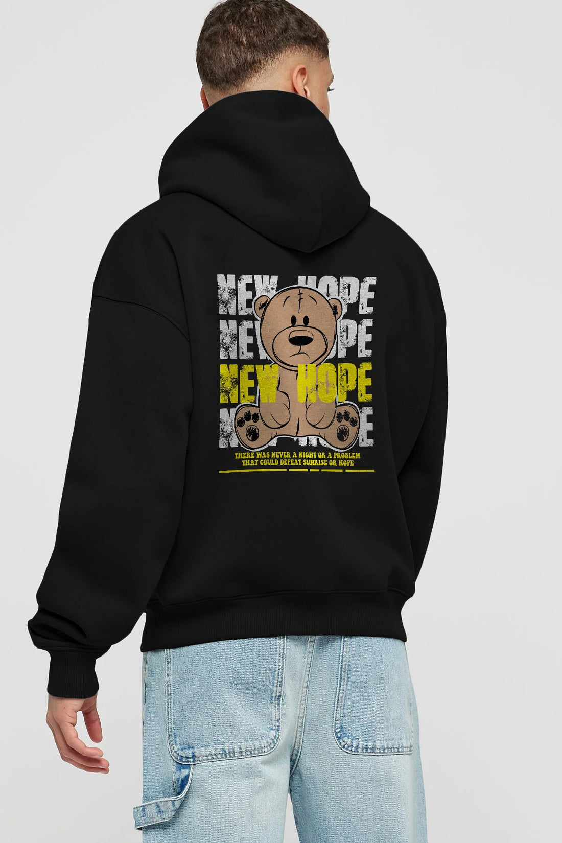 Teddy Bear New Hope Arka Baskılı Hoodie Oversize Kapüşonlu Sweatshirt Erkek Kadın Unisex