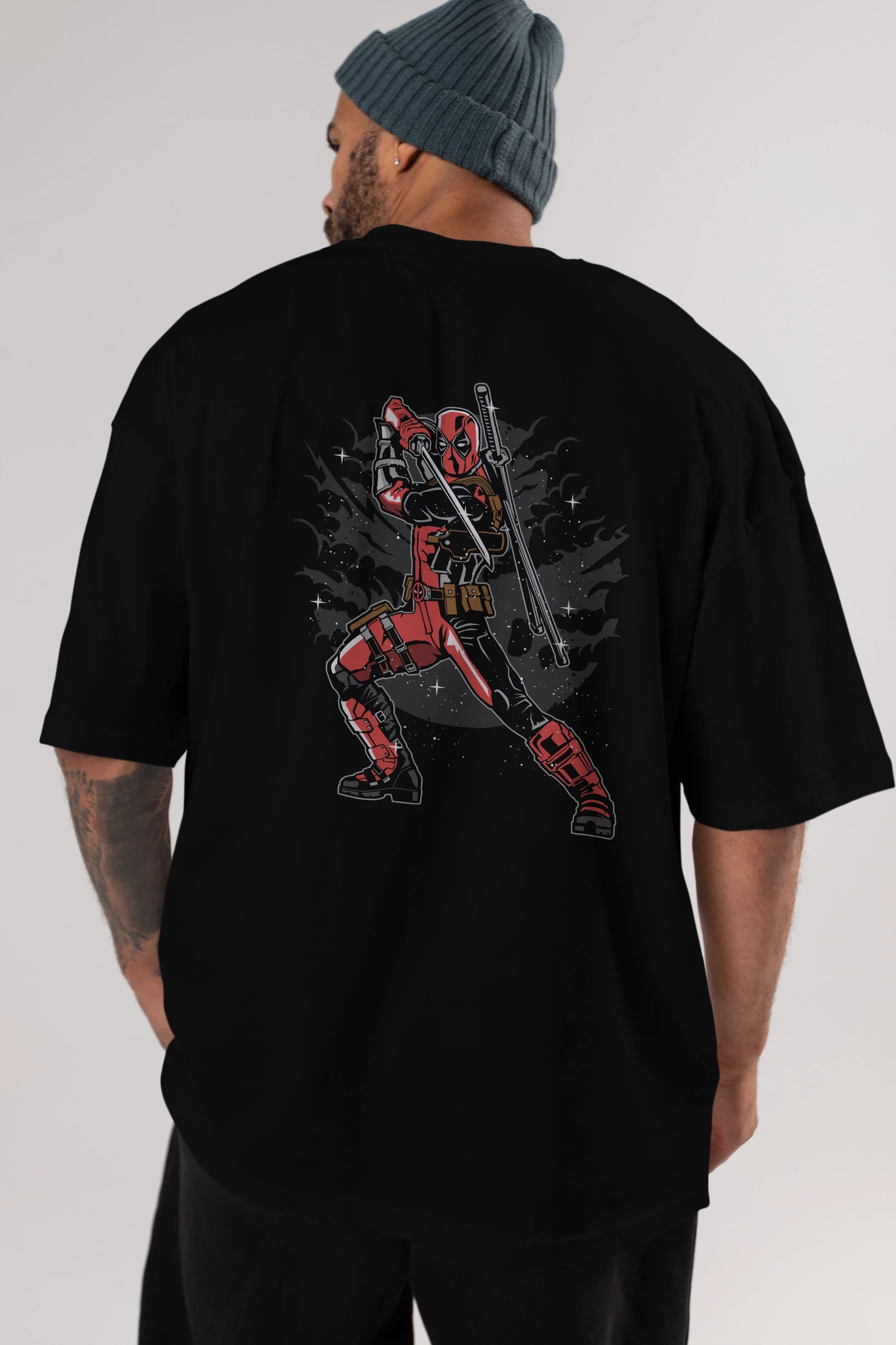 Deadpool Arka Baskılı Oversize t-shirt Erkek Kadın Unisex %100 Pamuk