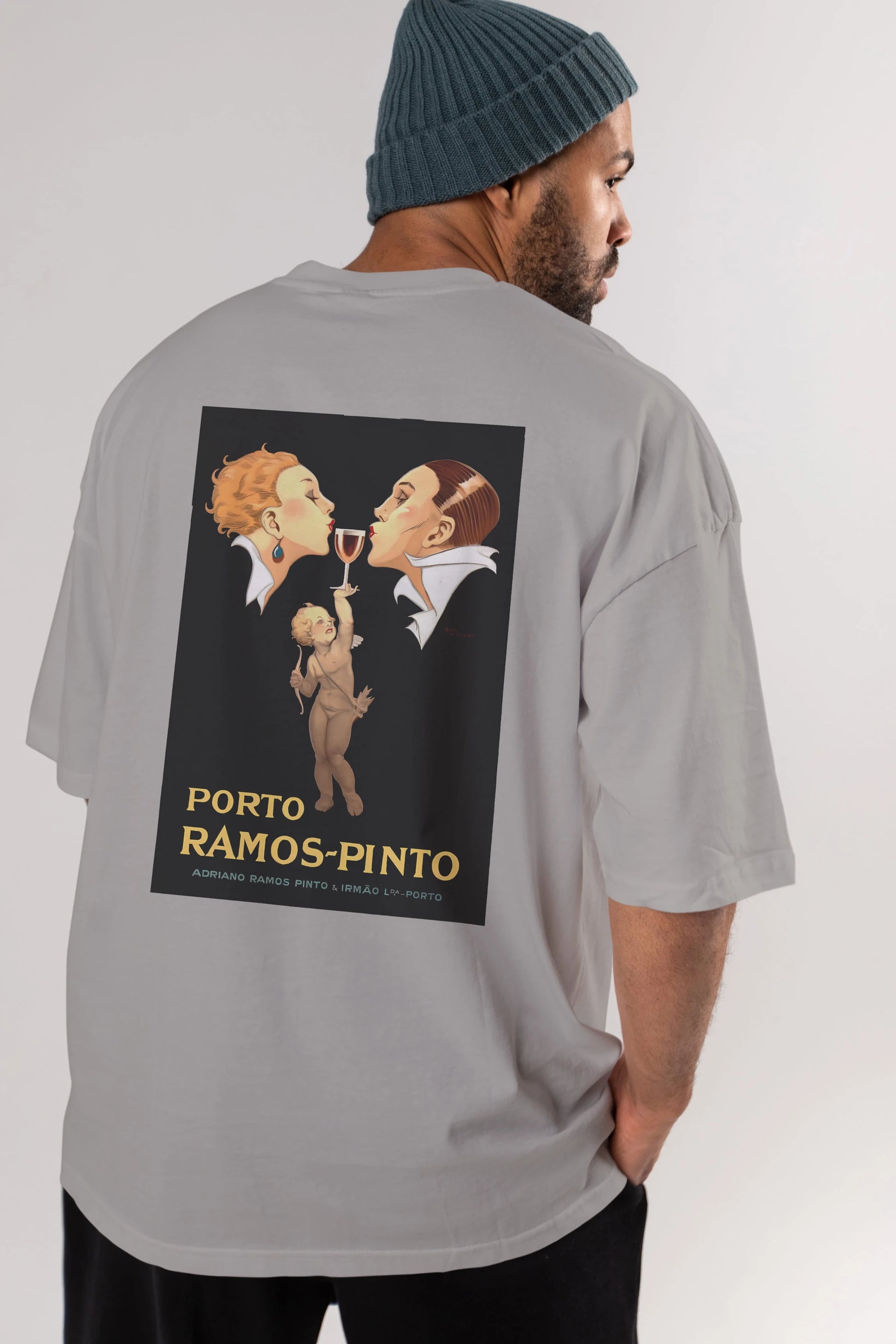 Porto Ramos Pinto Arka Baskılı Oversize t-shirt Erkek Kadın Unisex %100 Pamuk Bisiklet Yaka tişort
