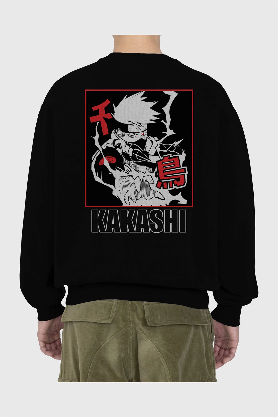 KAKASHI HATAKE NARUTO Anime Arka Baskılı Oversize Sweatshirt Erkek Kadın Unisex