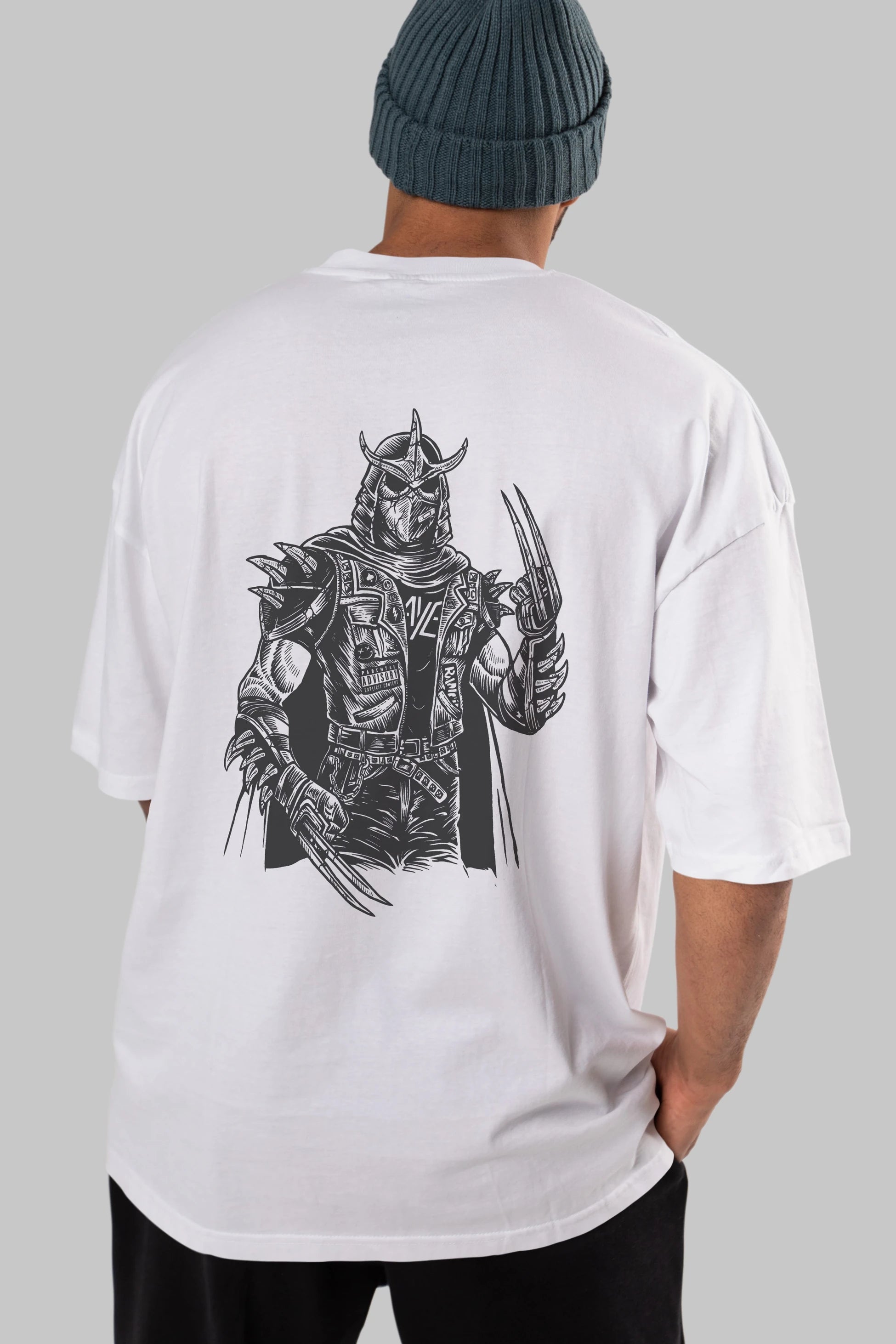 Shredder Punk Arka Baskılı Oversize t-shirt Erkek Kadın Unisex %100 Pamuk