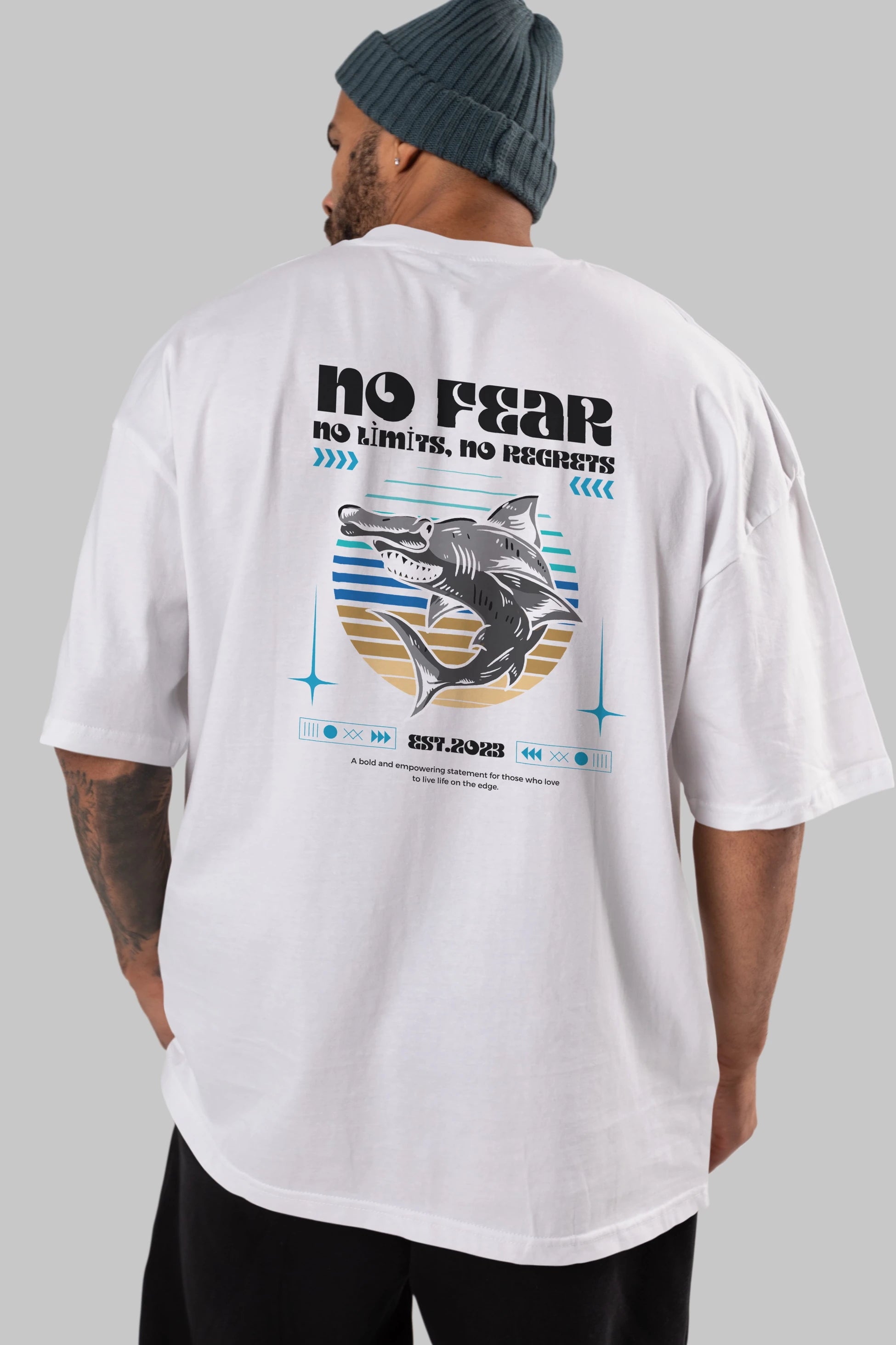 No Fear Yazılı Arka Baskılı Oversize t-shirt Erkek Kadın Unisex