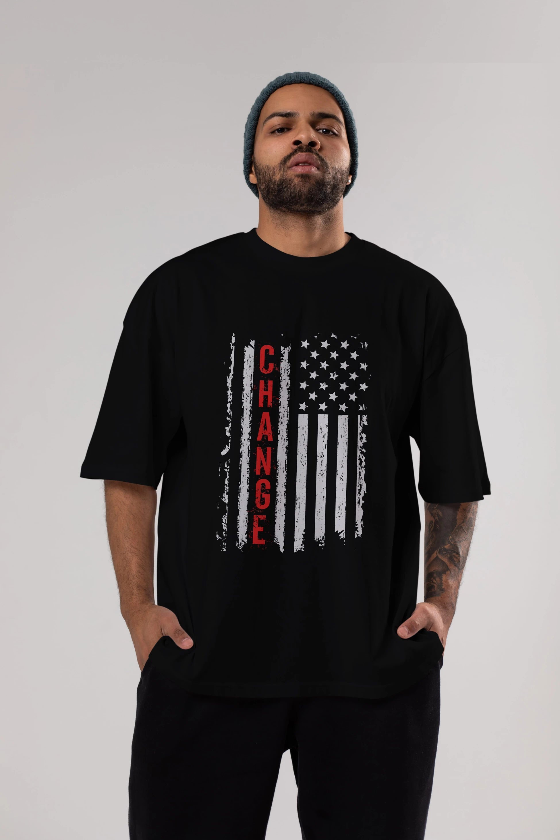 Change Ön Baskılı Oversize t-shirt Erkek Kadın Unisex