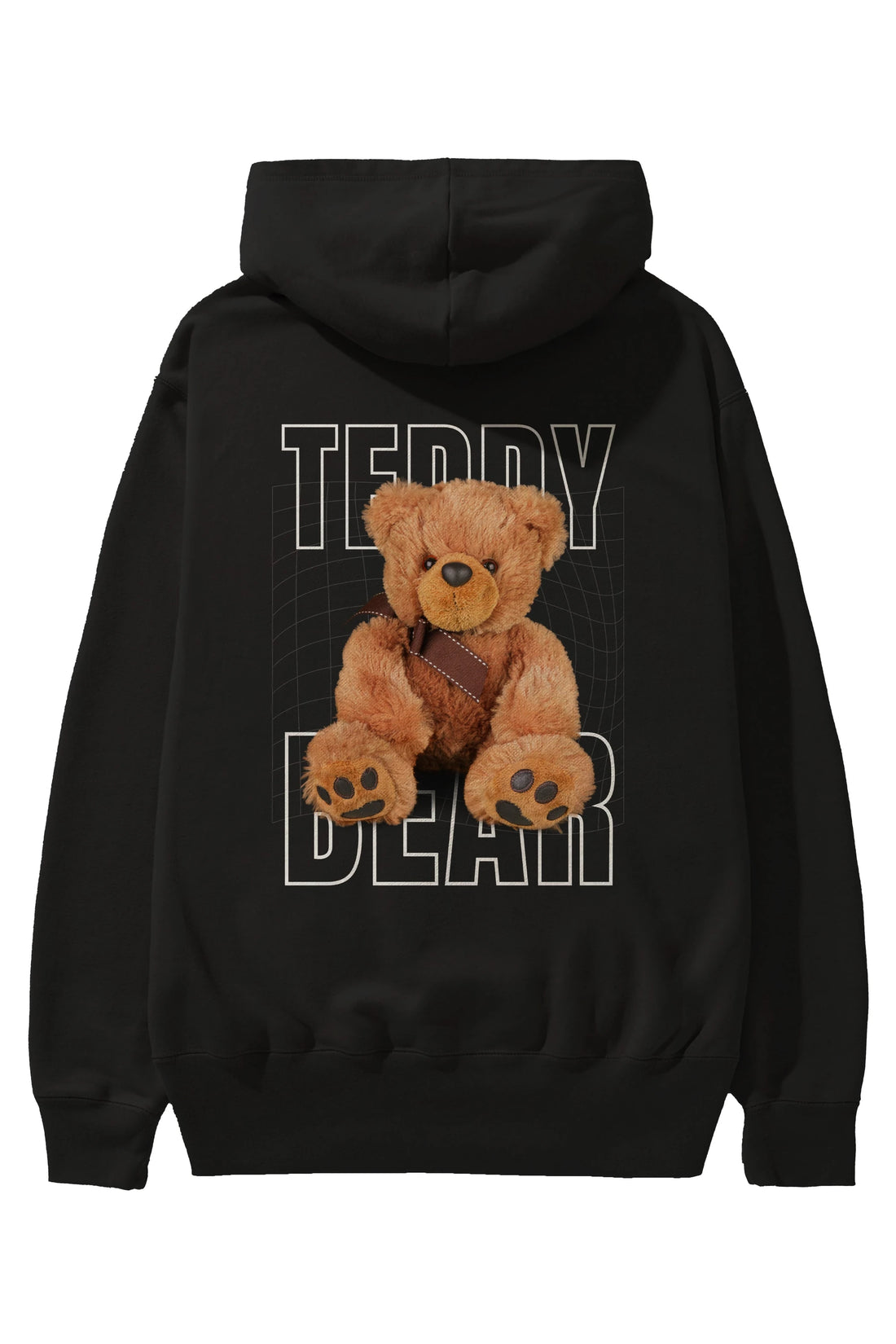 Teddy Bear Yazılı Arka Baskılı Hoodie Oversize Kapüşonlu Sweatshirt Erkek Kadın Unisex