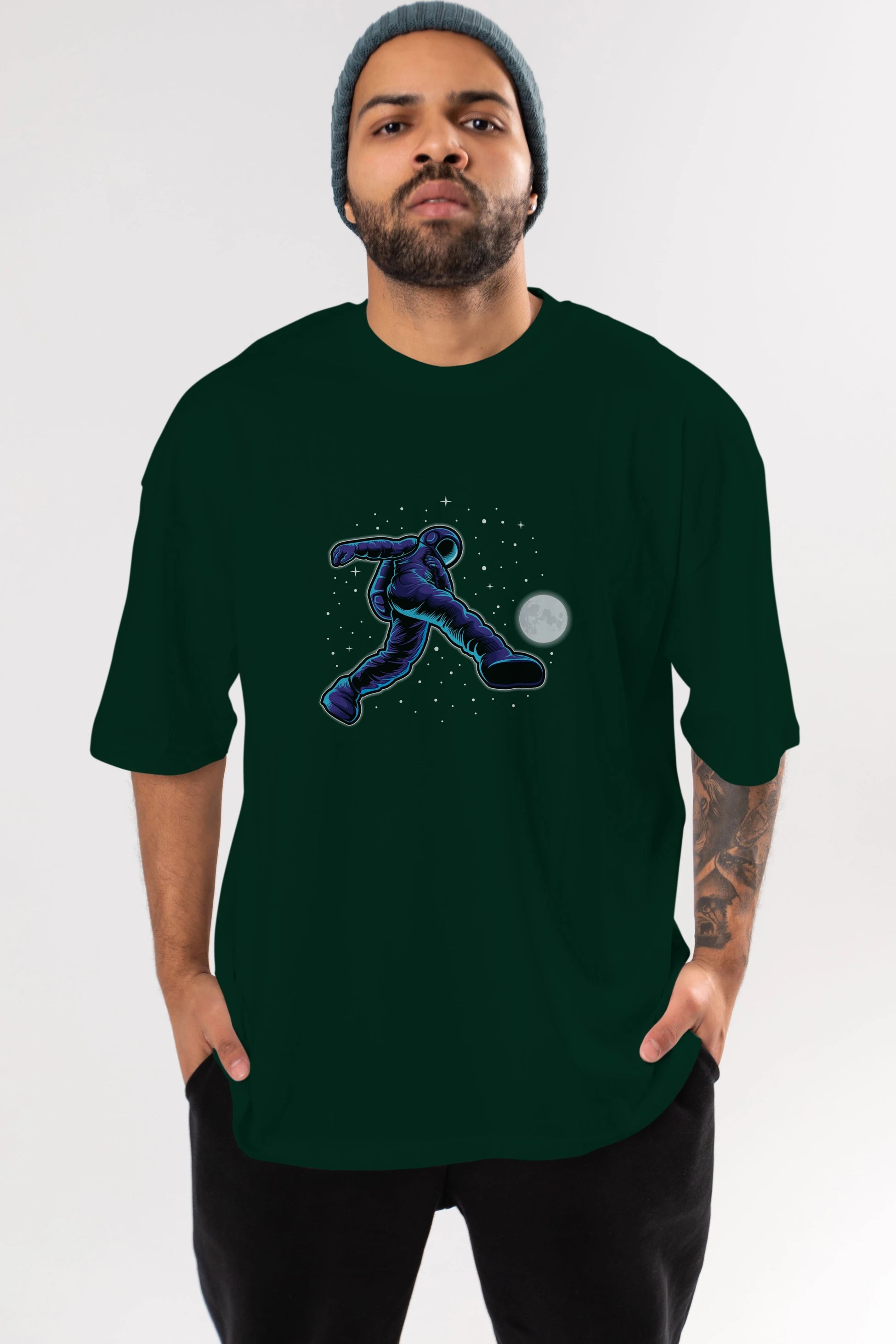 Astroball in Space Ön Baskılı Oversize t-shirt Erkek Kadın Unisex