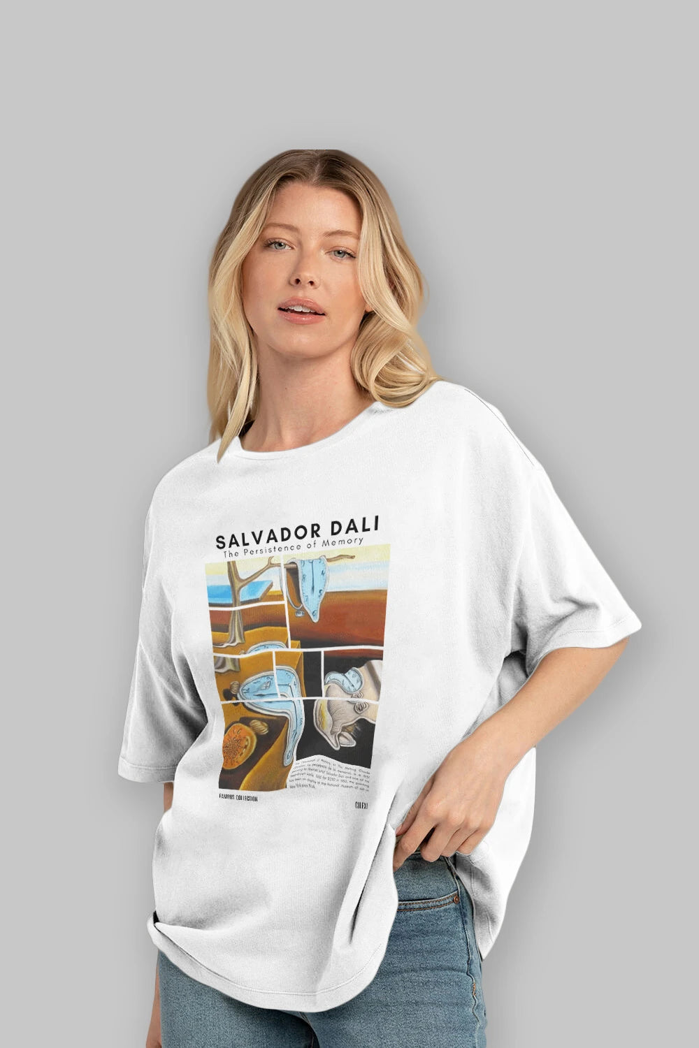 Salvador Dali ön Baskılı Oversize t-shirt Erkek Kadın Bisiklet Yaka Pamuk tişort