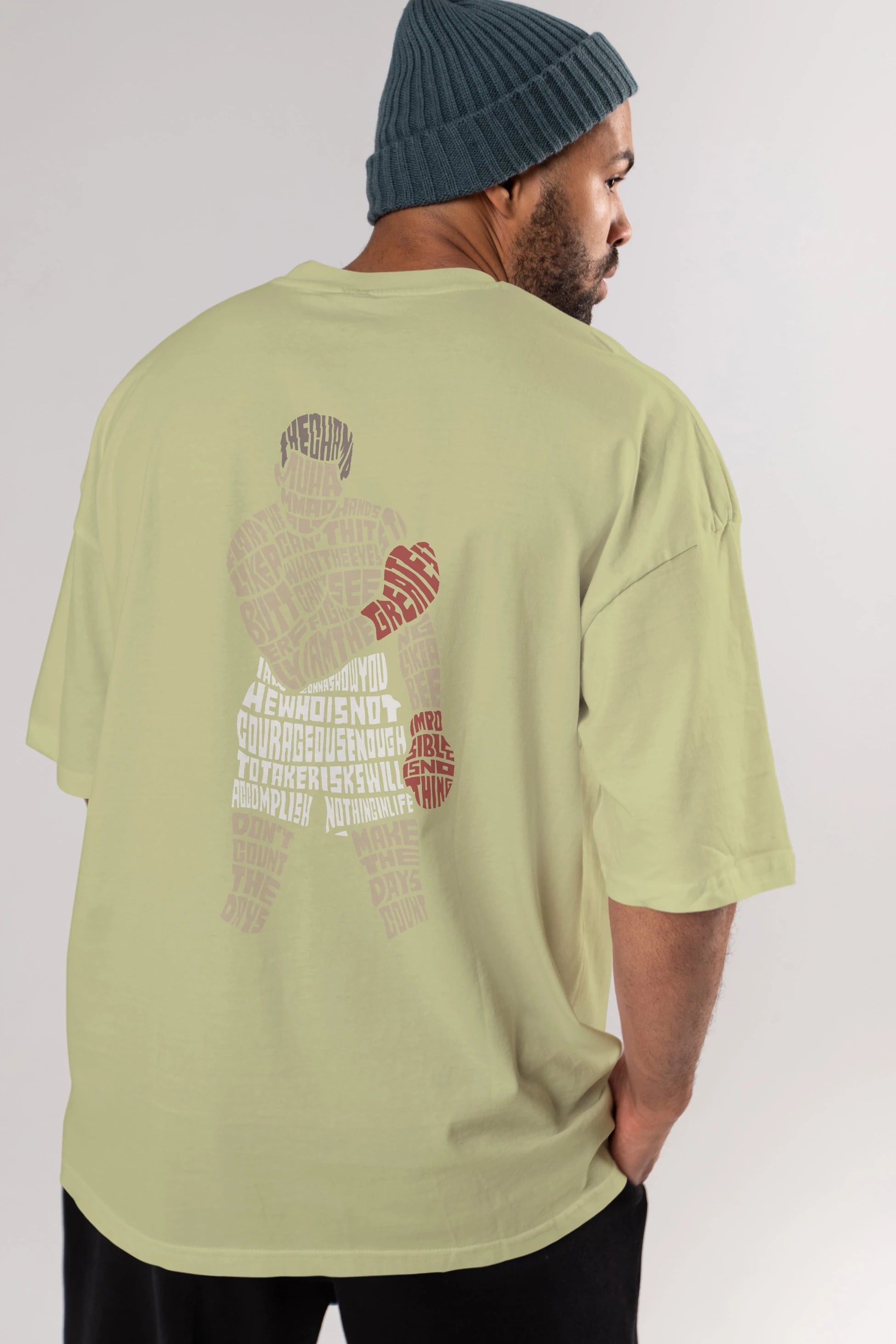 The Champ Muhammad Ali Arka Baskılı Oversize t-shirt %100 pamuk Erkek Kadın Unisex