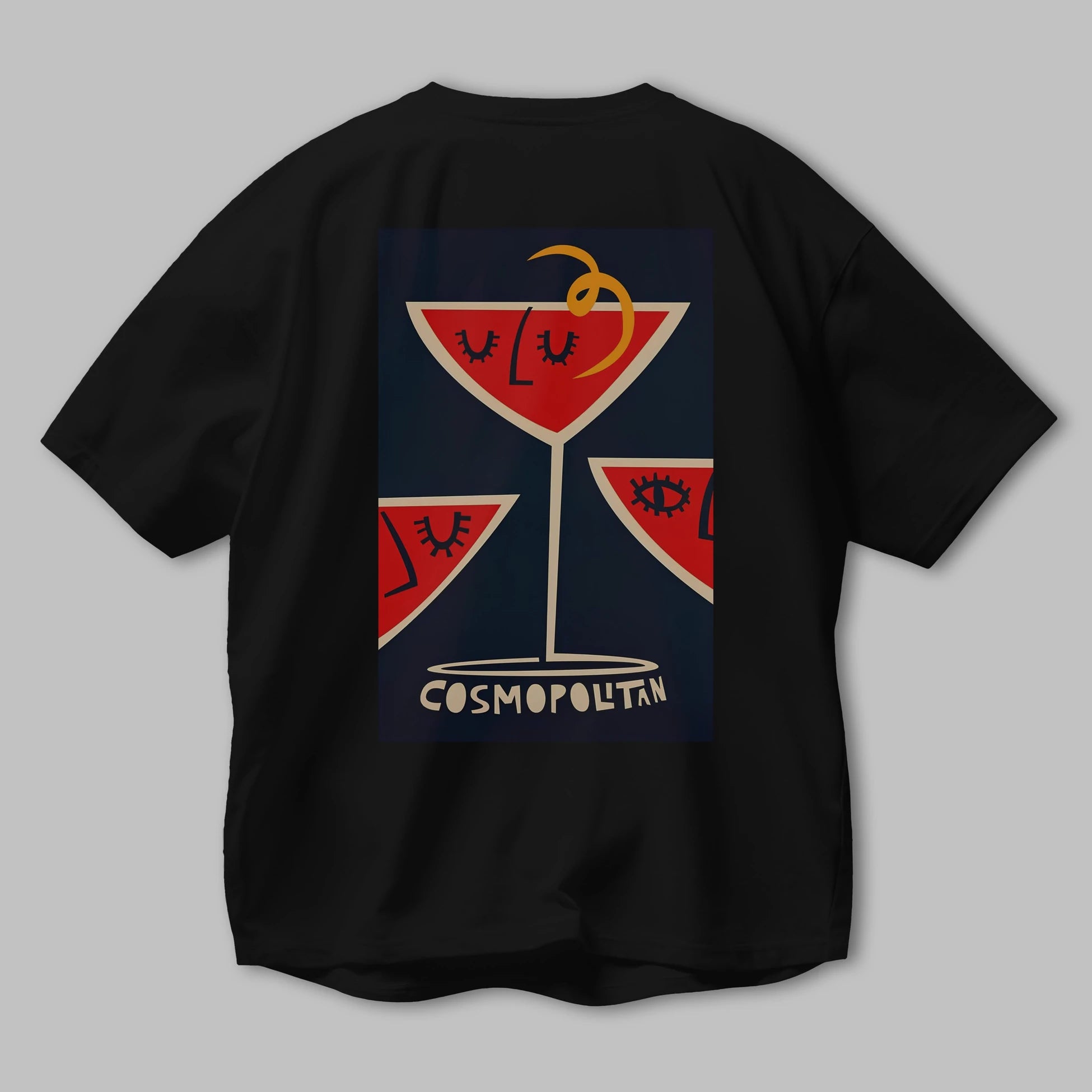 Cosmopolitan 4 Arka Baskılı Oversize t-shirt Erkek Kadın Unisex %100 Pamuk Bisiklet Yaka tişort