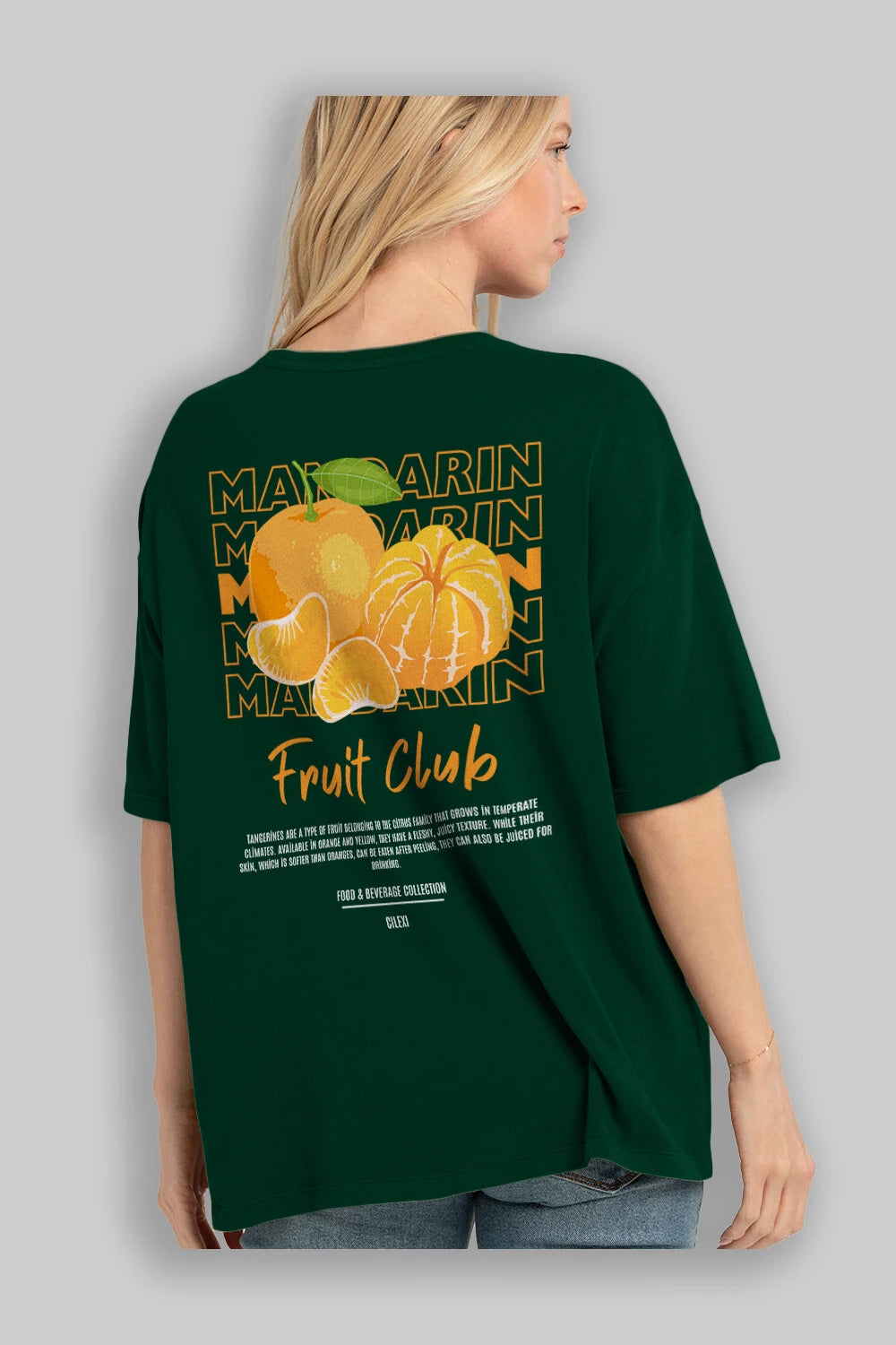 Mandarin Arka Baskılı Oversize t-shirt Erkek Kadın Pamuk Bisiklet Yaka tişort