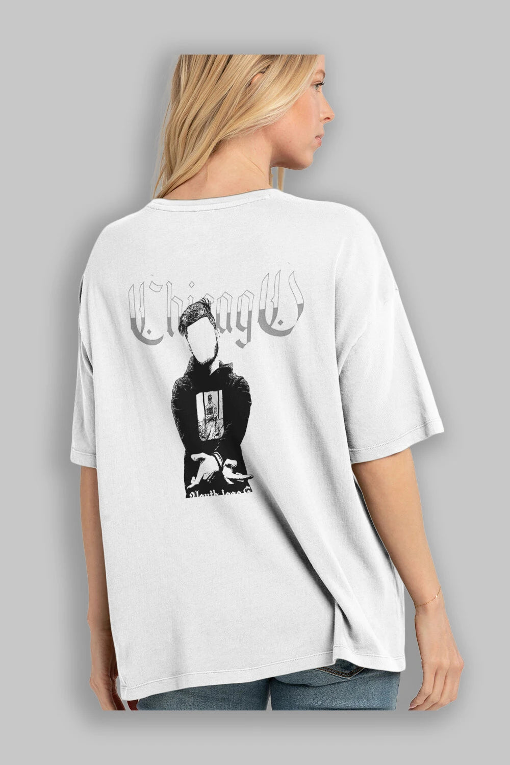 Chicago Street Club Arka Baskılı Oversize t-shirt Erkek Kadın Unisex