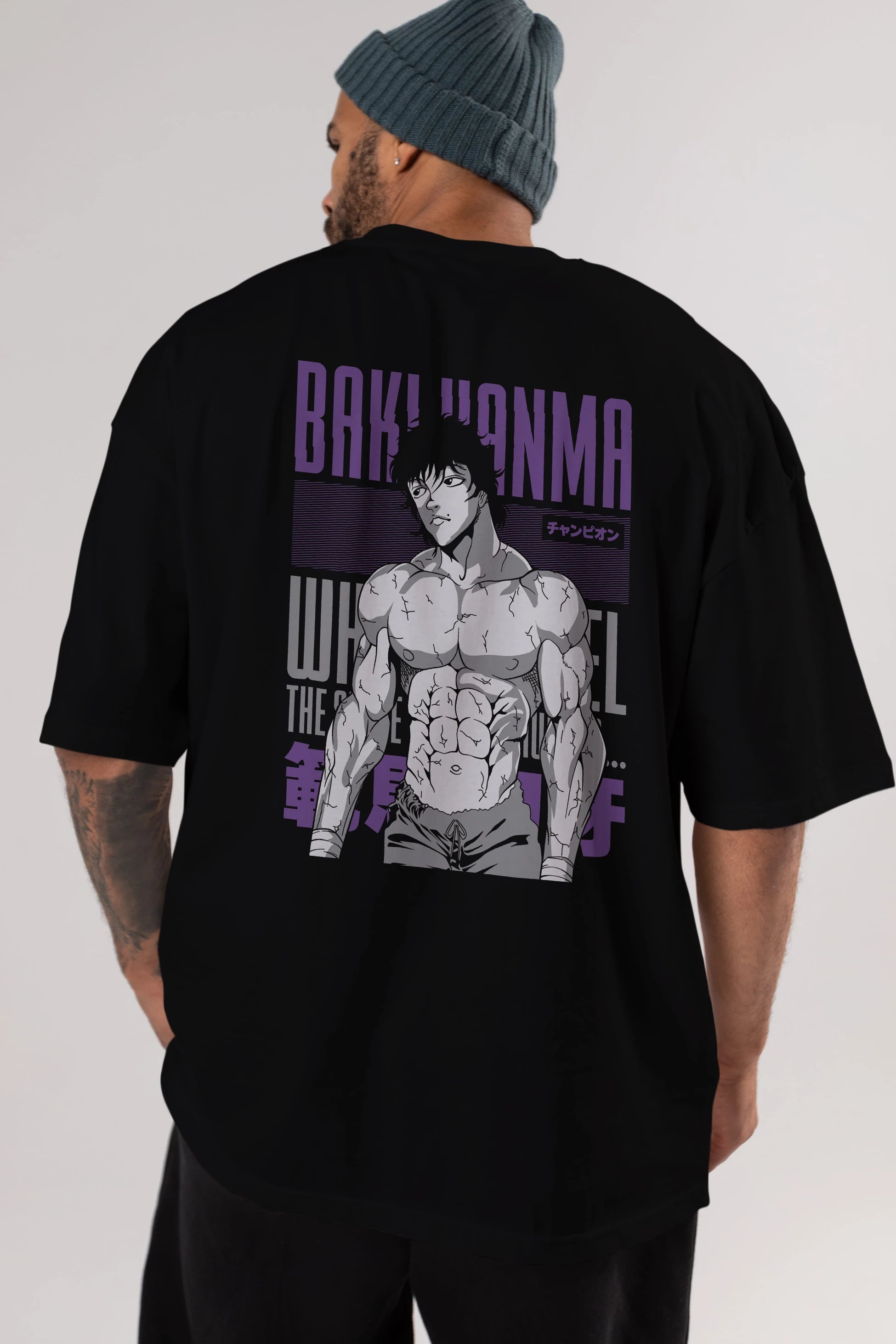 BAKI HANMA (2) Anime Arka Baskılı Oversize t-shirt Erkek Kadın Unisex