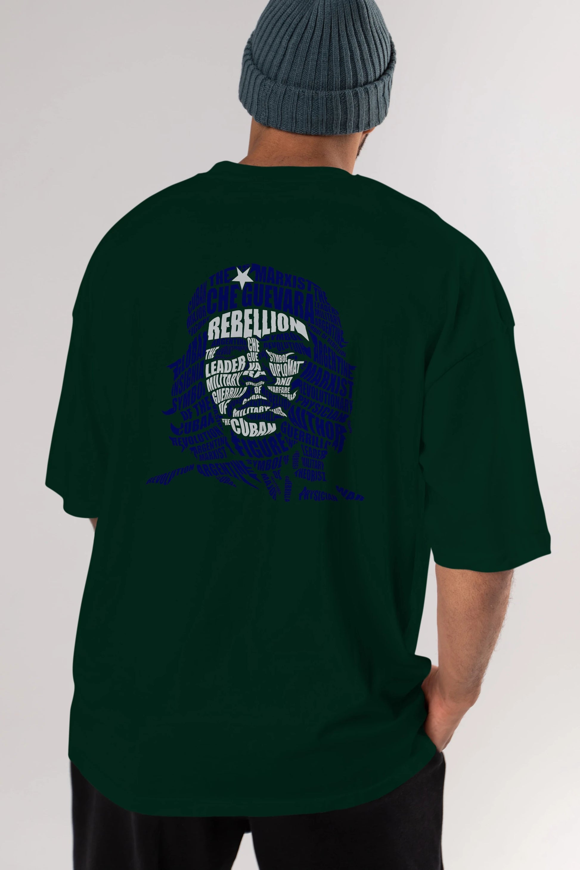 Che Guevara Calligram Arka Baskılı Oversize t-shirt %100 pamuk Erkek Kadın Unisex