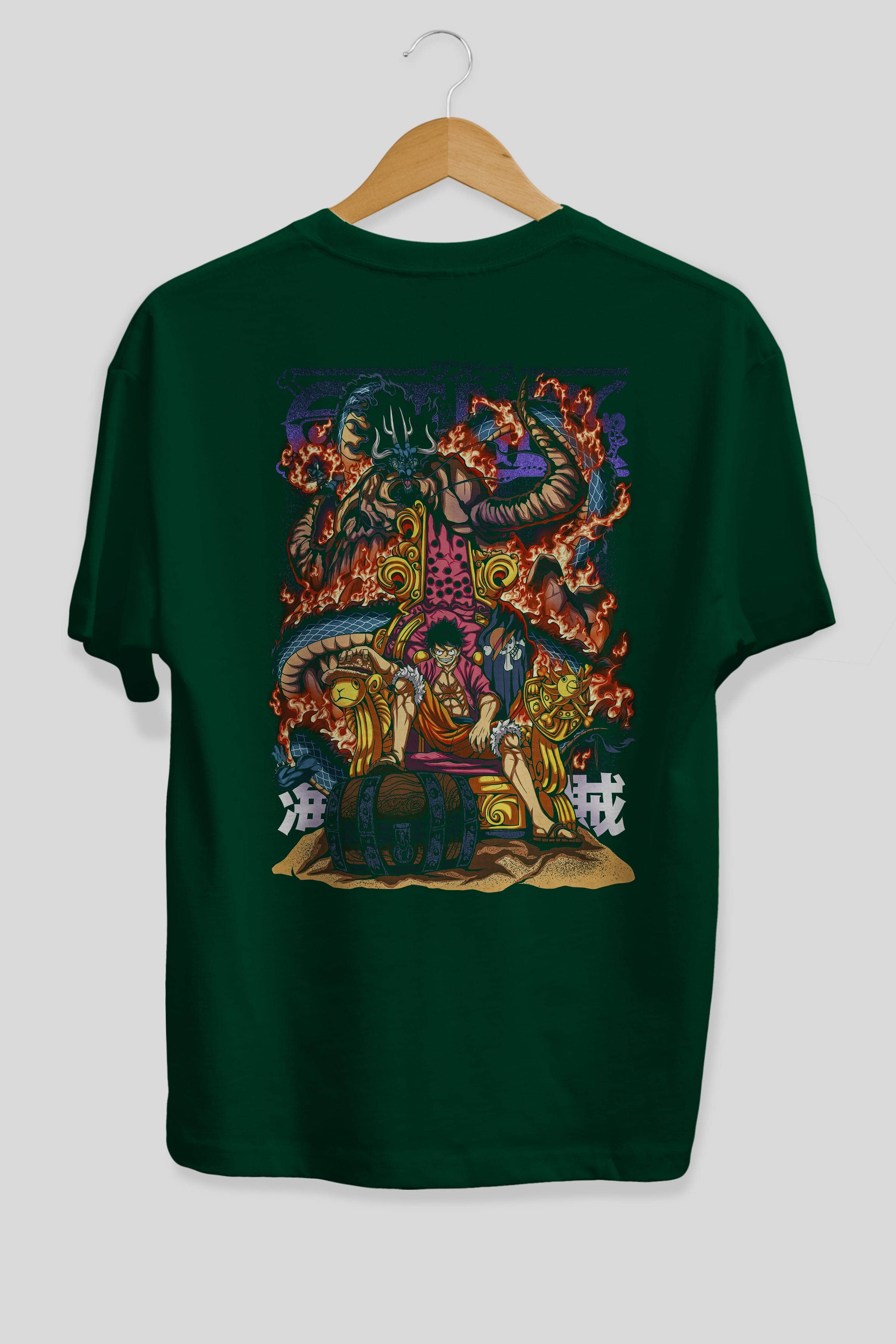 MONKEY D. LUFFY 1 Anime Arka Baskılı Oversize t-shirt Erkek Kadın Unisex