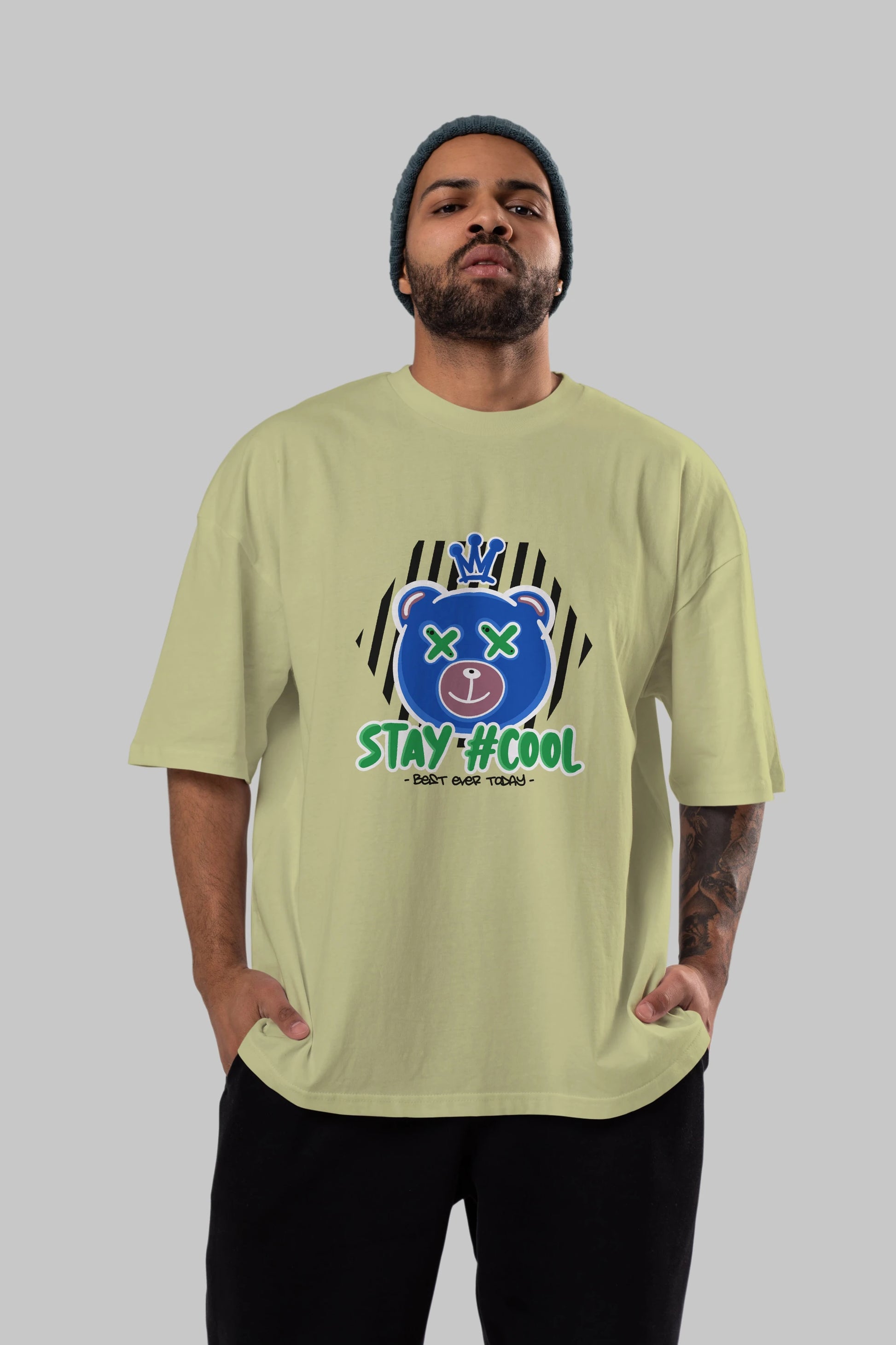 Stay Cool Bear Ön Baskılı Oversize t-shirt Erkek Kadın Unisex