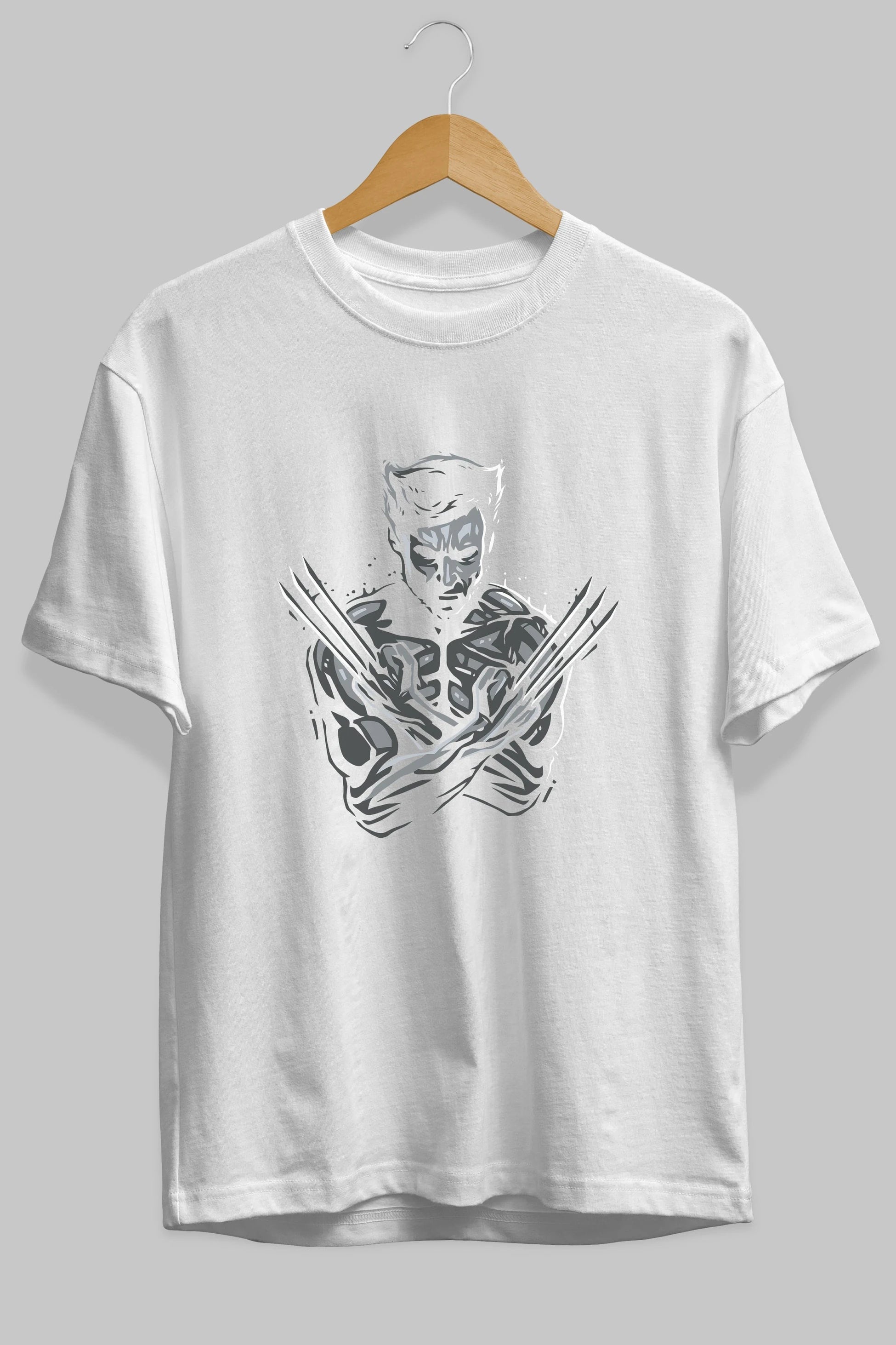Wolverine Ön Baskılı Oversize t-shirt Erkek Kadın Unisex %100 Pamuk Bisiklet Yaka tişort