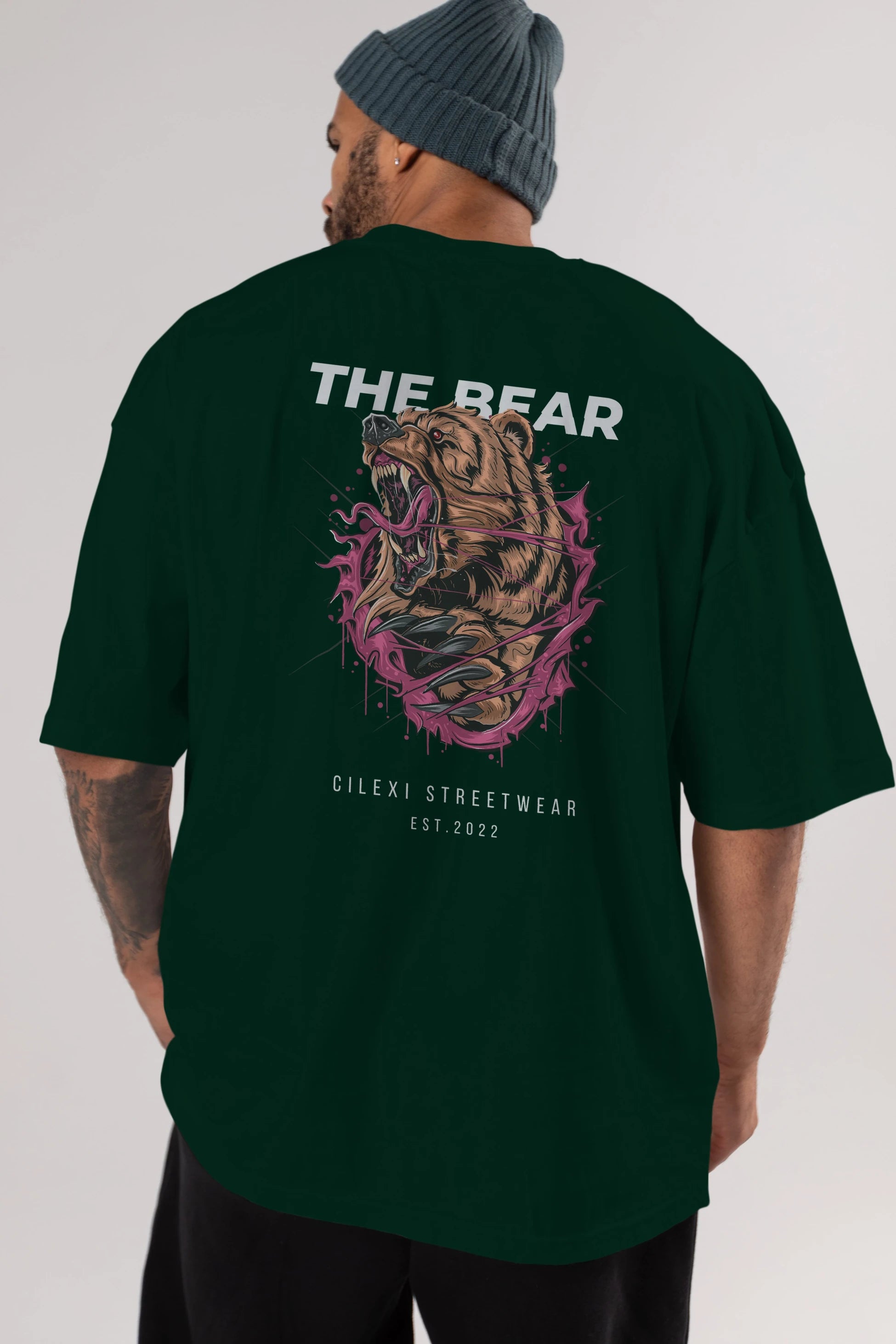 The Bear Arka Baskılı Oversize t-shirt Erkek Kadın Unisex