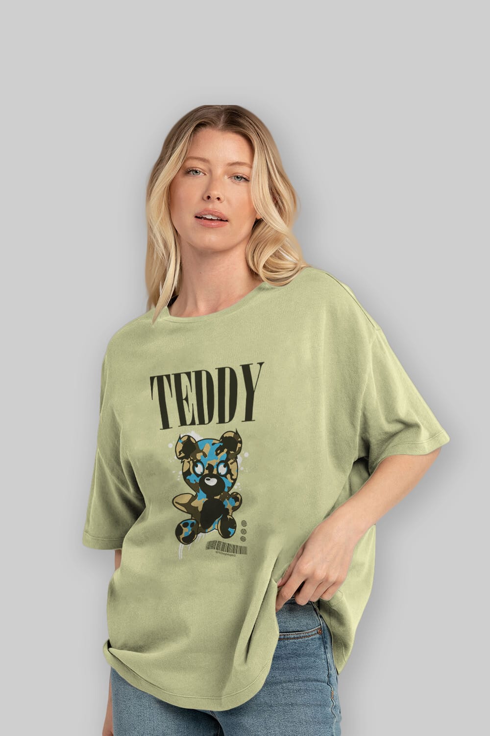 Teddy Bear Streetwear Ön Baskılı Oversize t-shirt Erkek Kadın Unisex