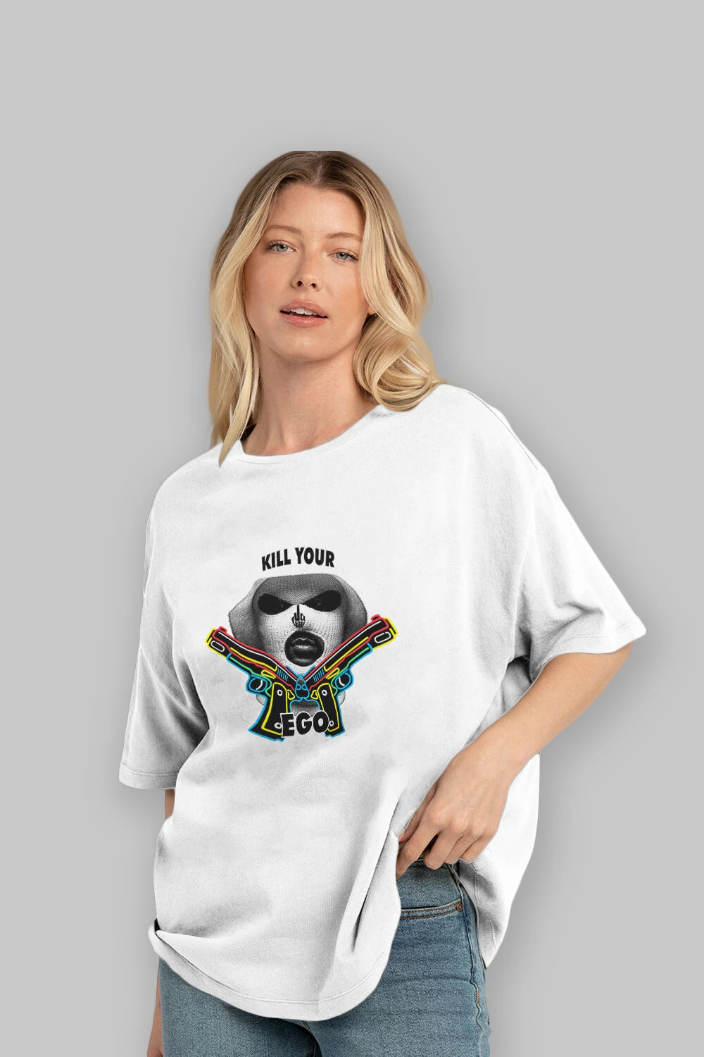 Kill Your Ego Ön Baskılı Oversize t-shirt Erkek Kadın Unisex