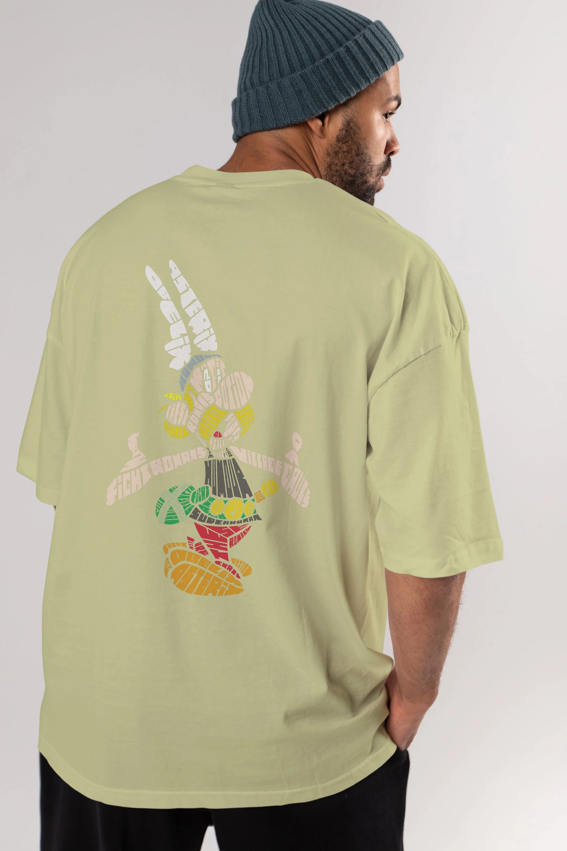 Asterix Arka Baskılı Oversize t-shirt %100 pamuk Erkek Kadın Unisex