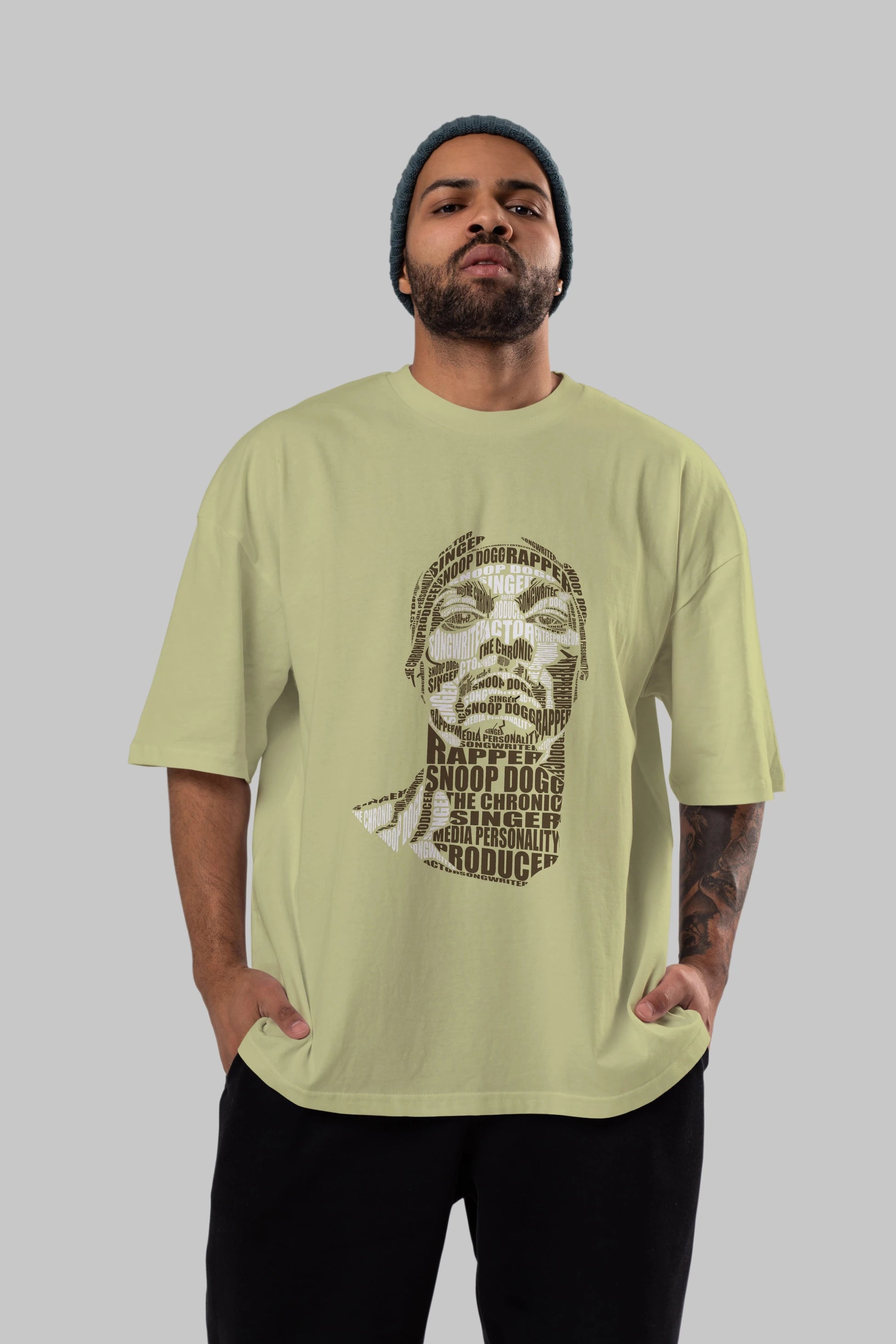 Snoop Dogg Calligram Ön Baskılı Oversize t-shirt %100 pamuk Erkek Kadın Unisex