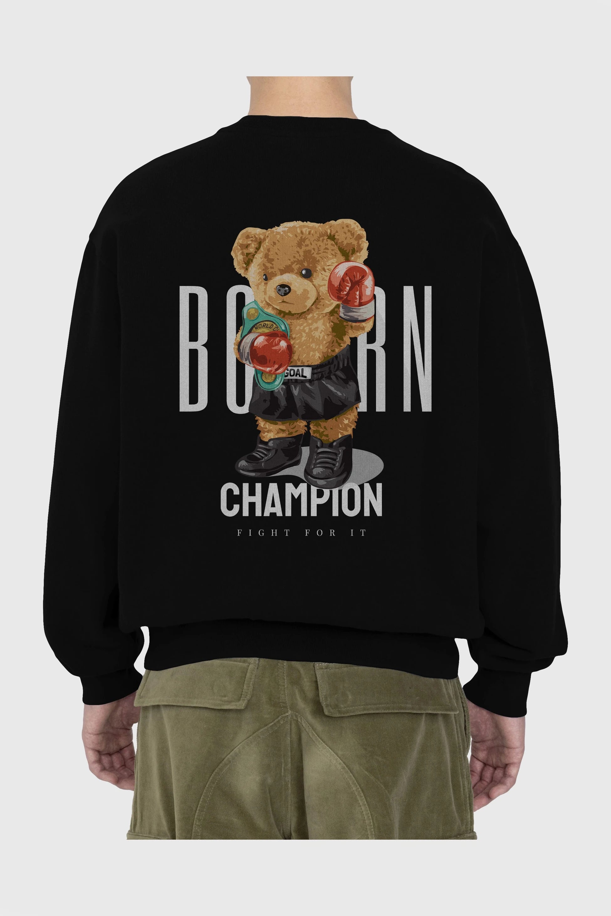 Teddy Bear Champion Arka Baskılı Oversize Sweatshirt Erkek Kadın Unisex
