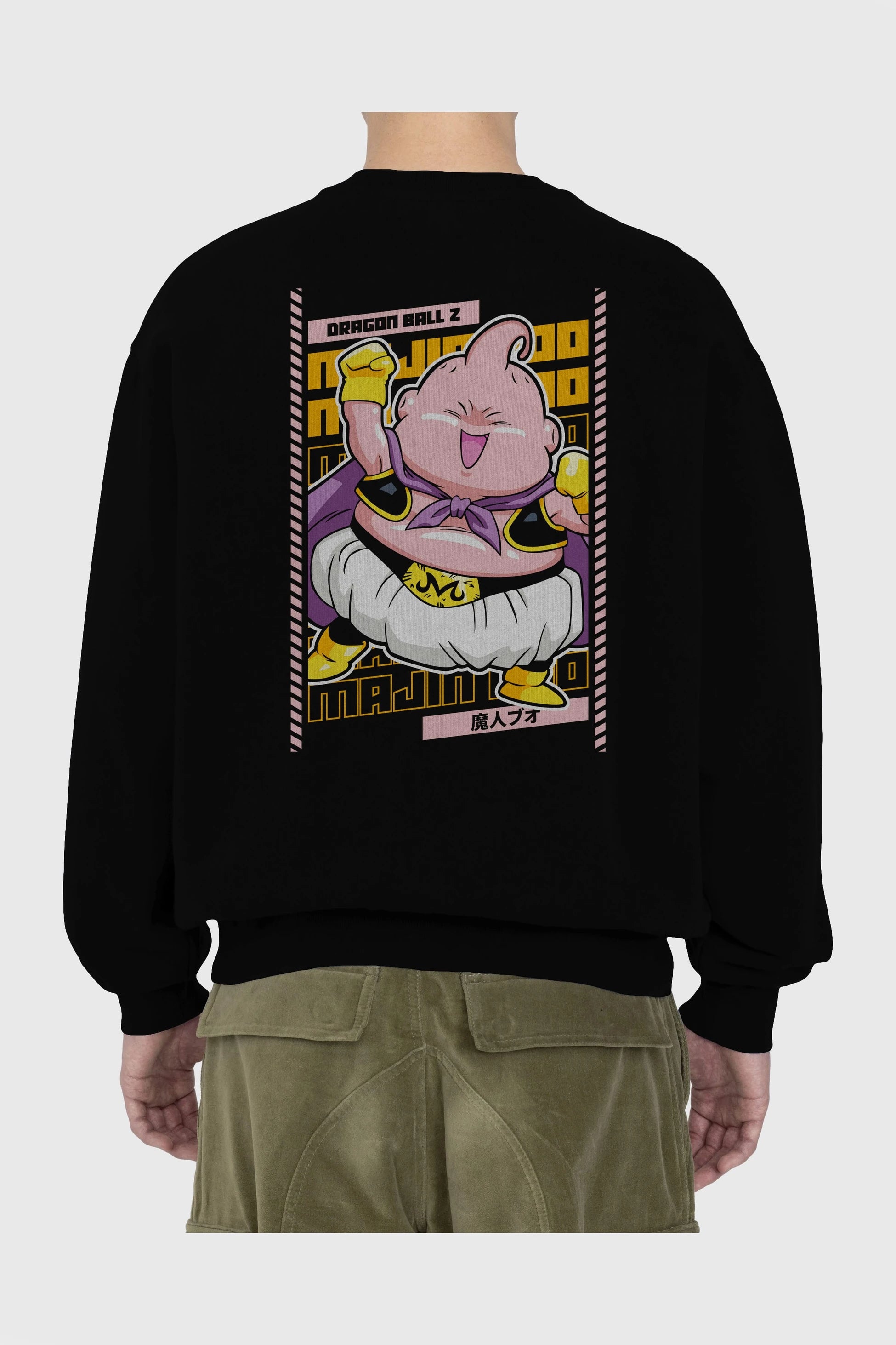 MAJIN BOO1 Anime Arka Baskılı Oversize Sweatshirt Erkek Kadın Unisex