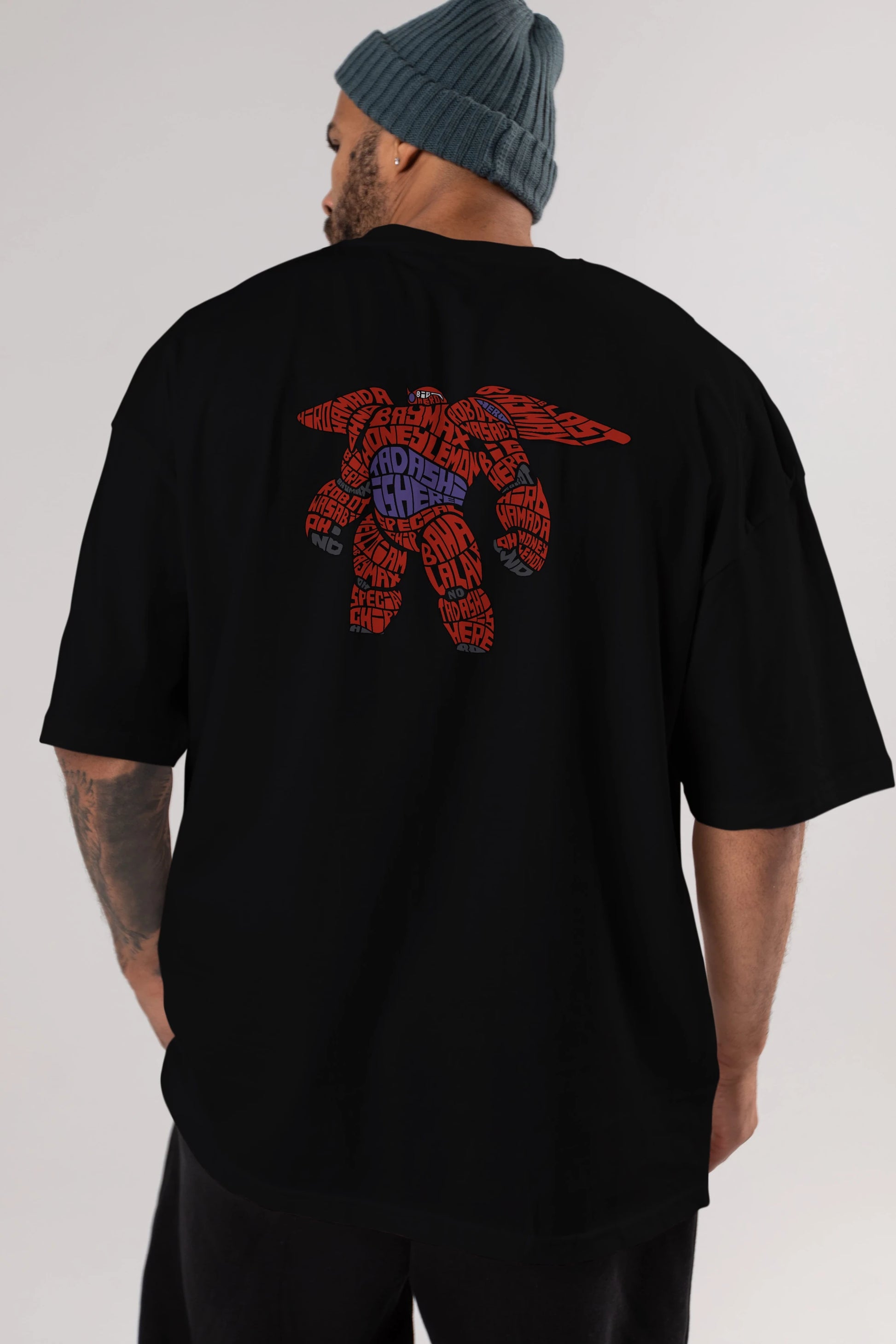 Baymax Arka Baskılı Oversize t-shirt %100 pamuk Erkek Kadın Unisex