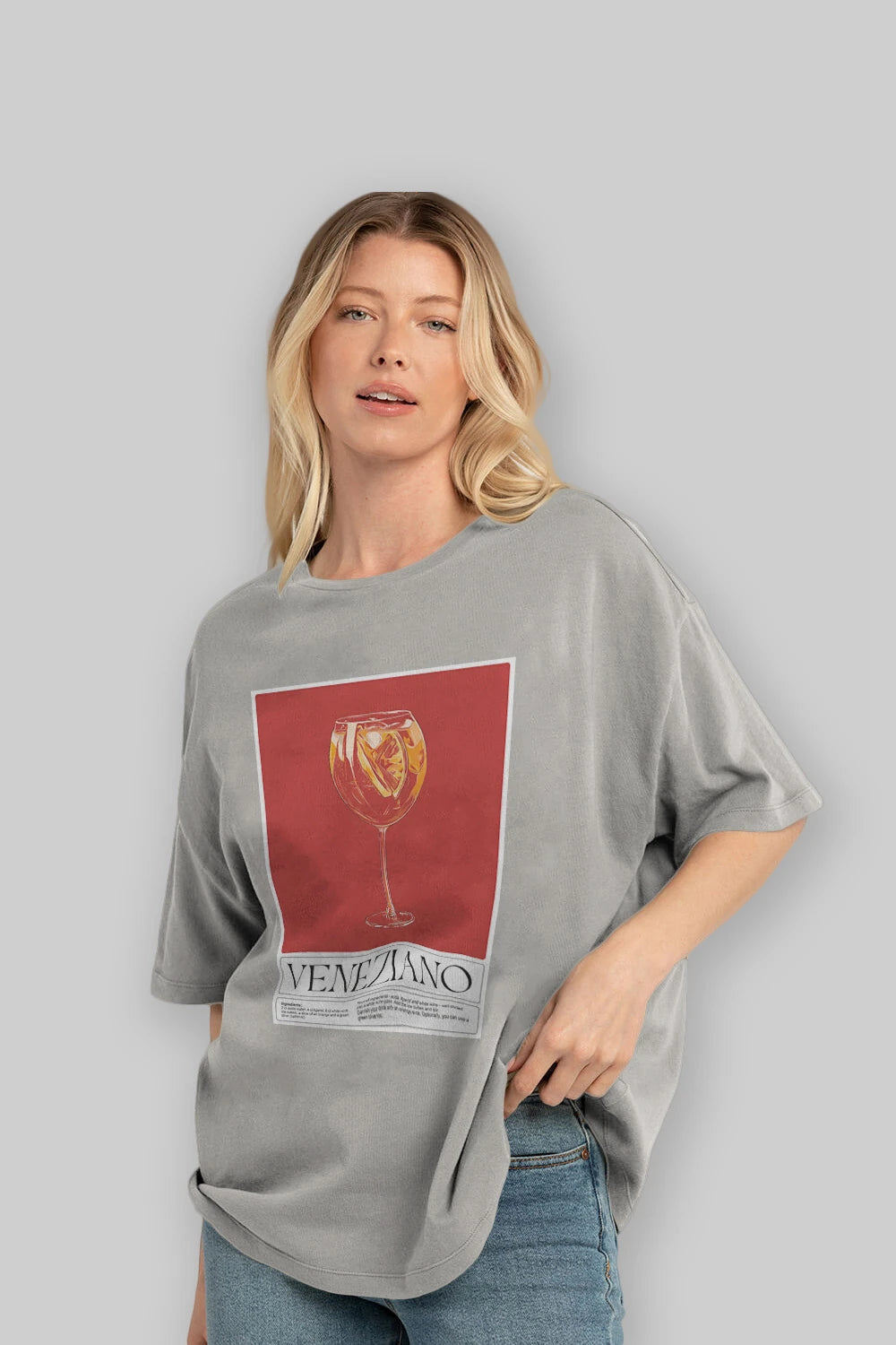 Veneziano Ön Baskılı Oversize t-shirt Erkek Kadın Unisex %100 Pamuk Bisiklet Yaka tişort