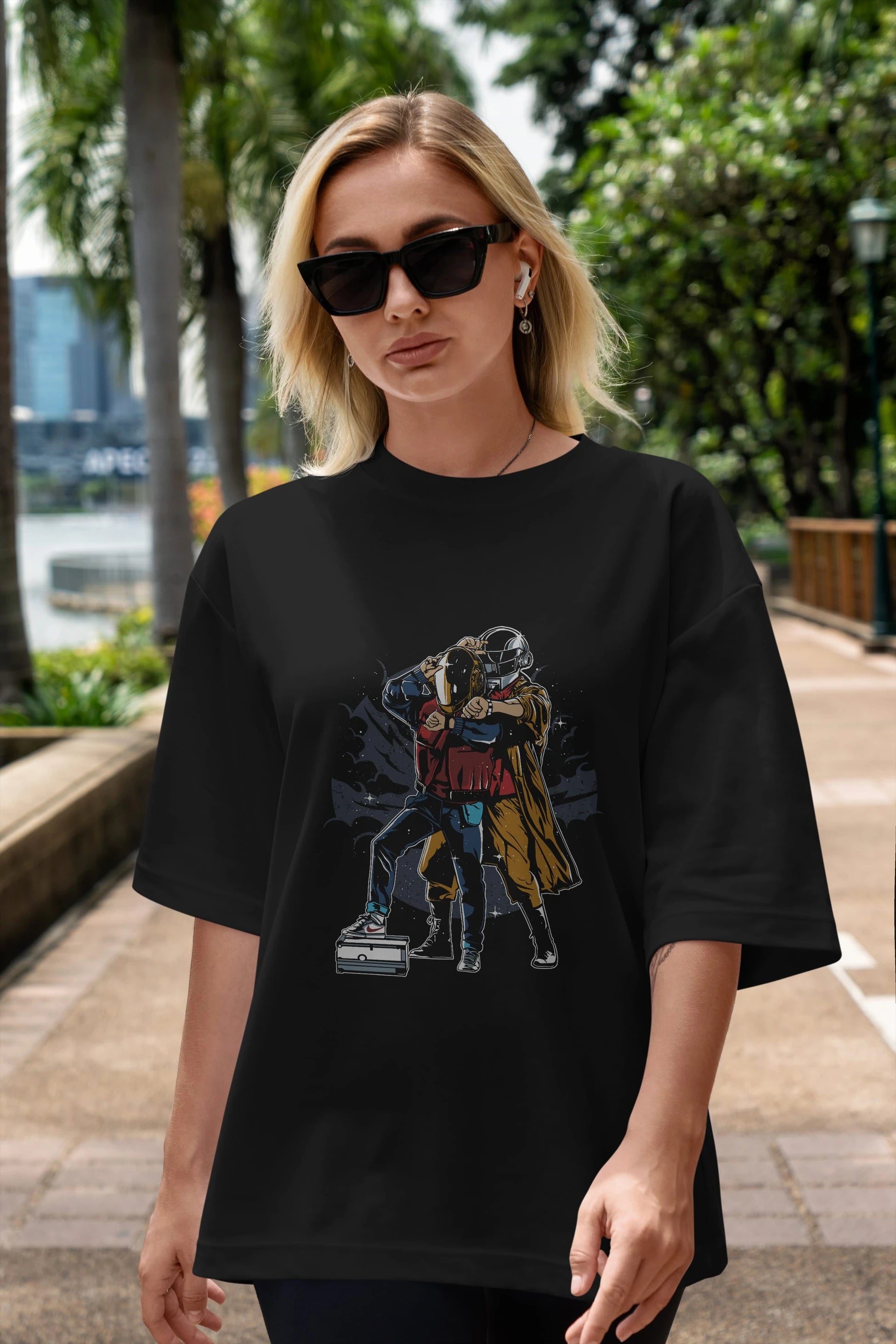 Back To The Beat Ön Baskılı Oversize t-shirt Erkek Kadın Unisex %100 Pamuk tişort