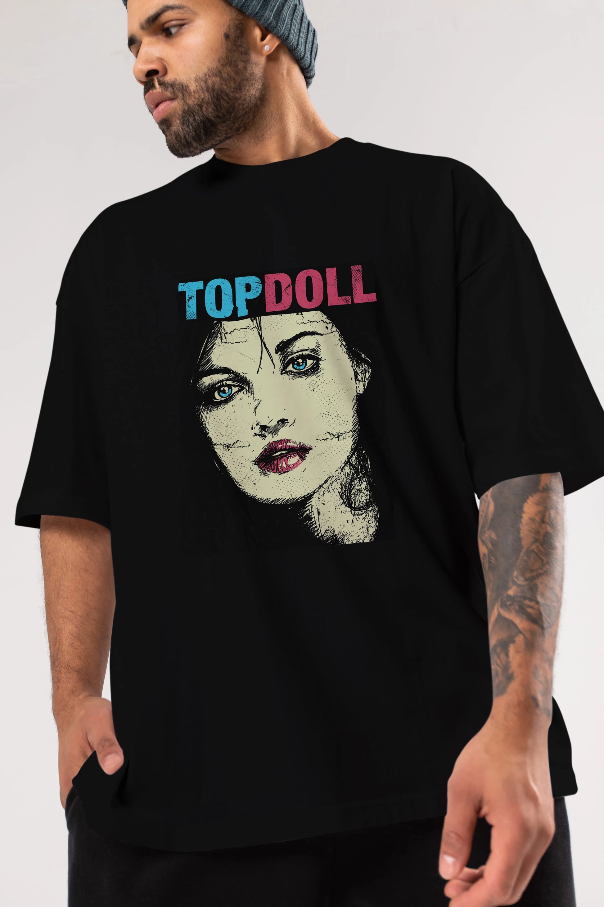 Topdoll Streetwear Ön Baskılı Oversize t-shirt Erkek Kadın Unisex