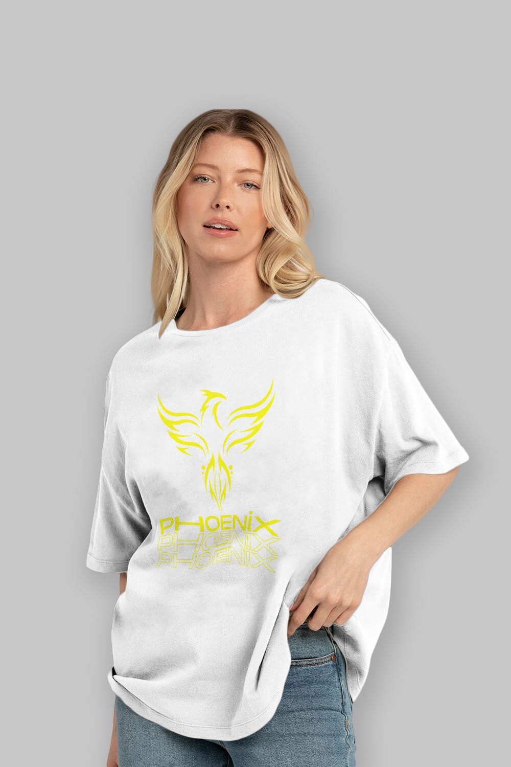 Phoenix Yazılı Ön Baskılı Oversize t-shirt Erkek Kadın Unisex