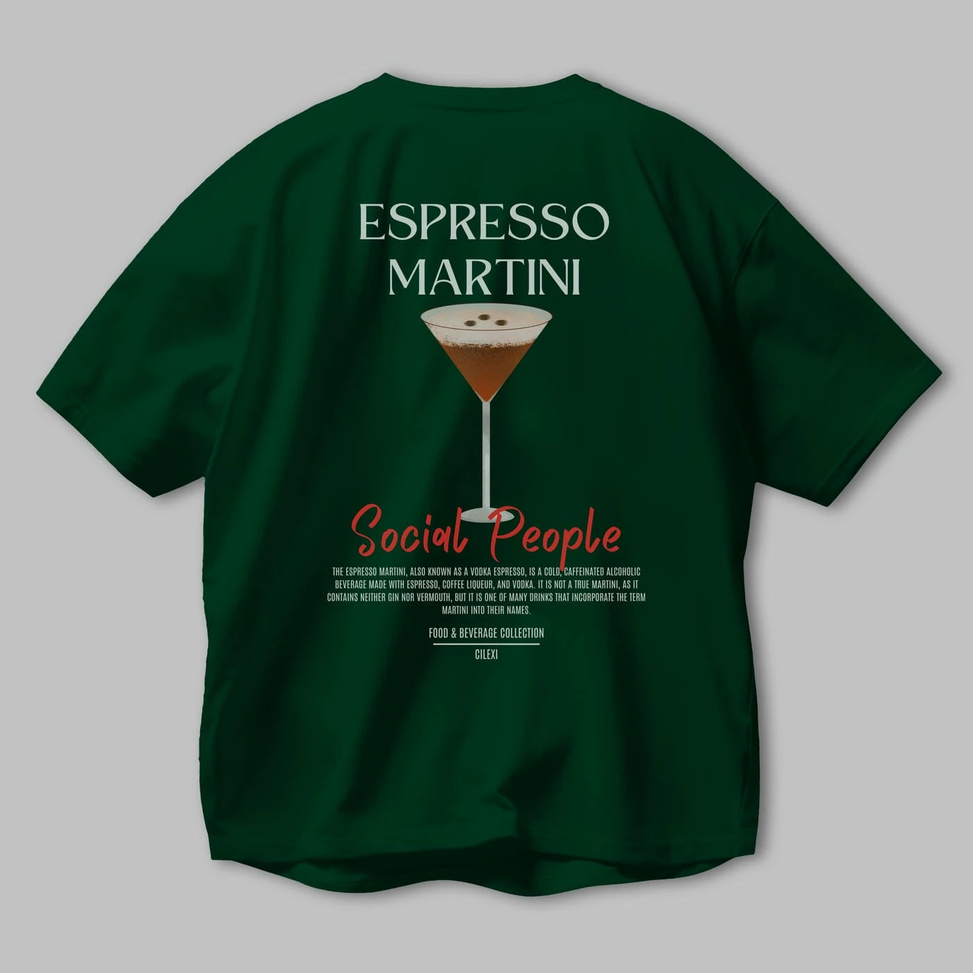 Espresso Martını Kokteyl Serisi Baskılı Oversize t-shirt Erkek Kadın Unisex %100 Pamuk Bisiklet Yaka tişort