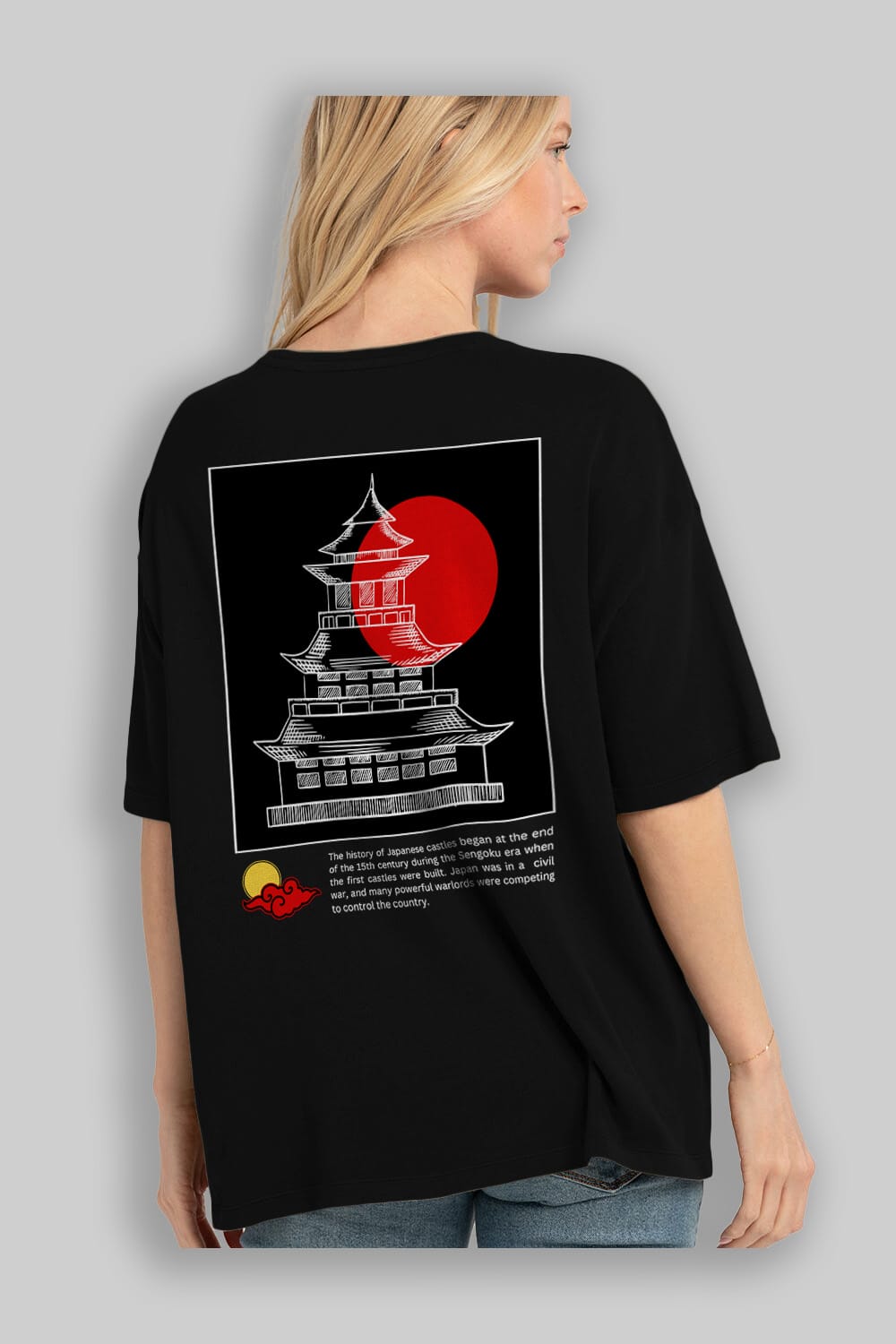 Retro Japanese Arka Baskılı Oversize t-shirt Erkek Kadın Unisex
