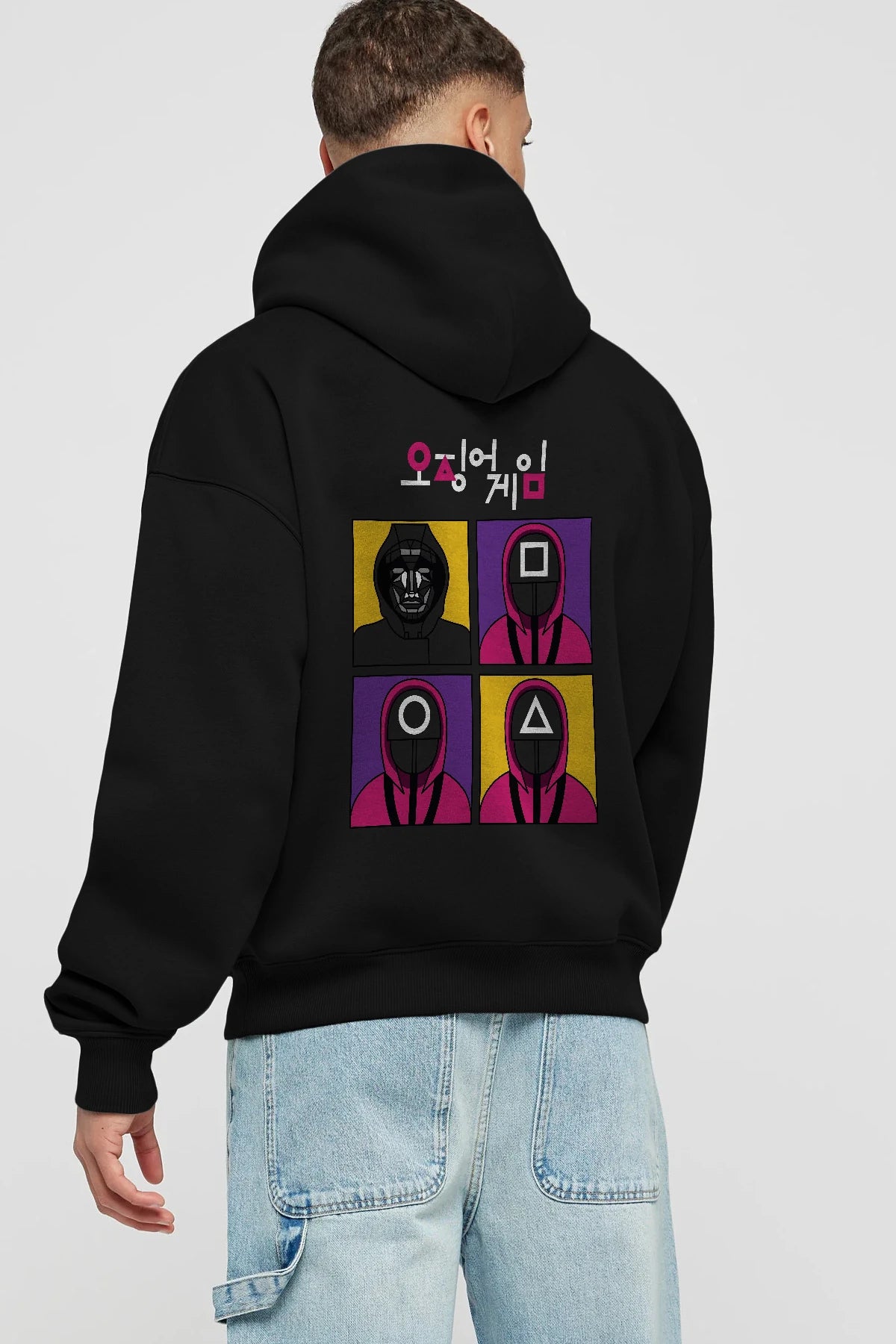 Squid Game (1) Arka Baskılı Hoodie Oversize Kapüşonlu Sweatshirt Erkek Kadın Unisex