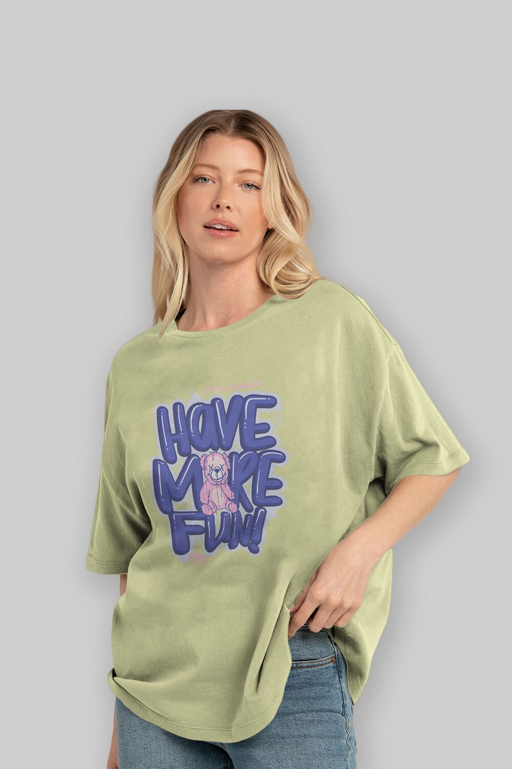 Have More Fun Bear Ön Baskılı Oversize t-shirt Erkek Kadın Unisex