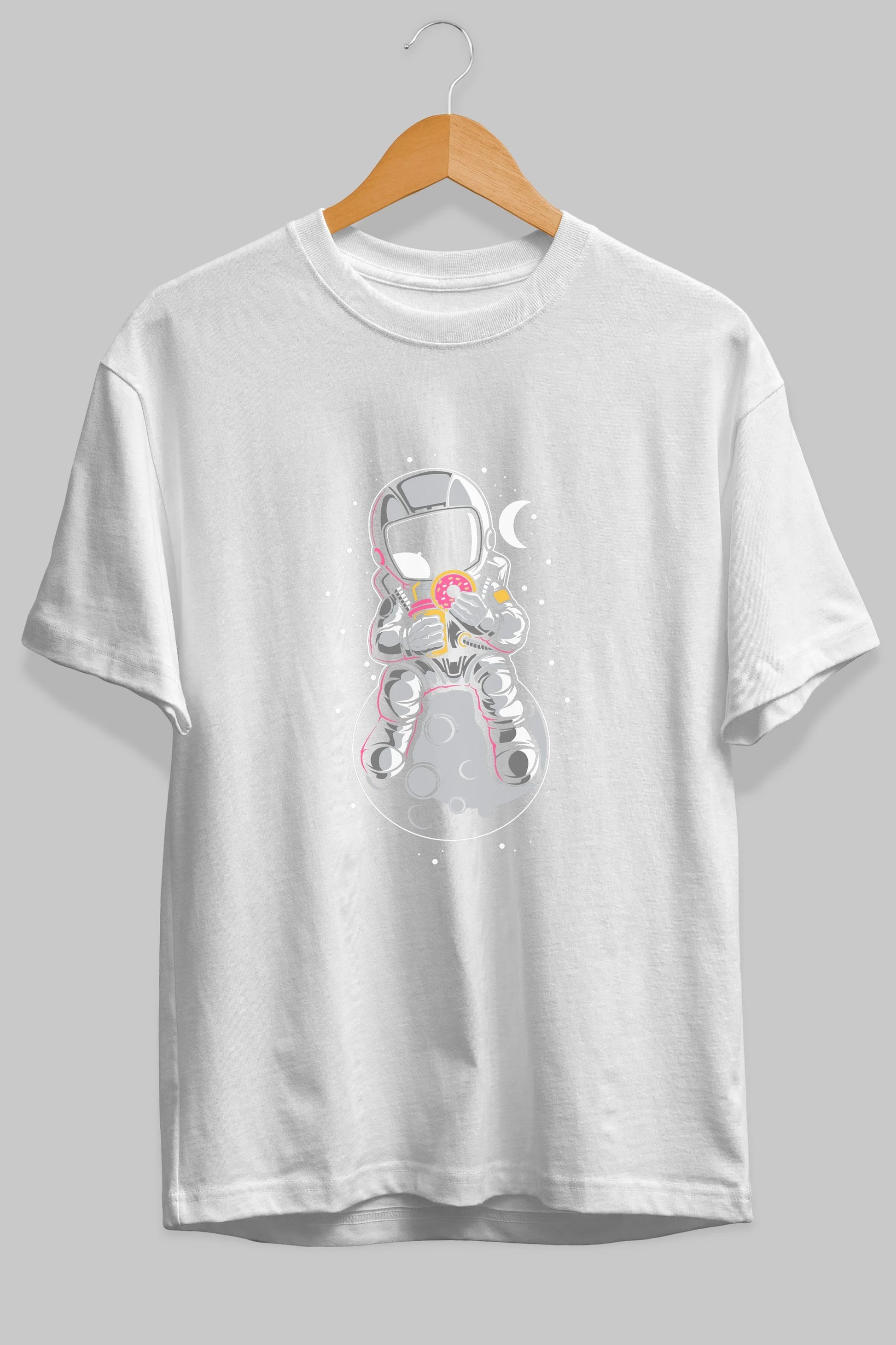Astronaut Donuts Ön Baskılı Oversize t-shirt Erkek Kadın Unisex