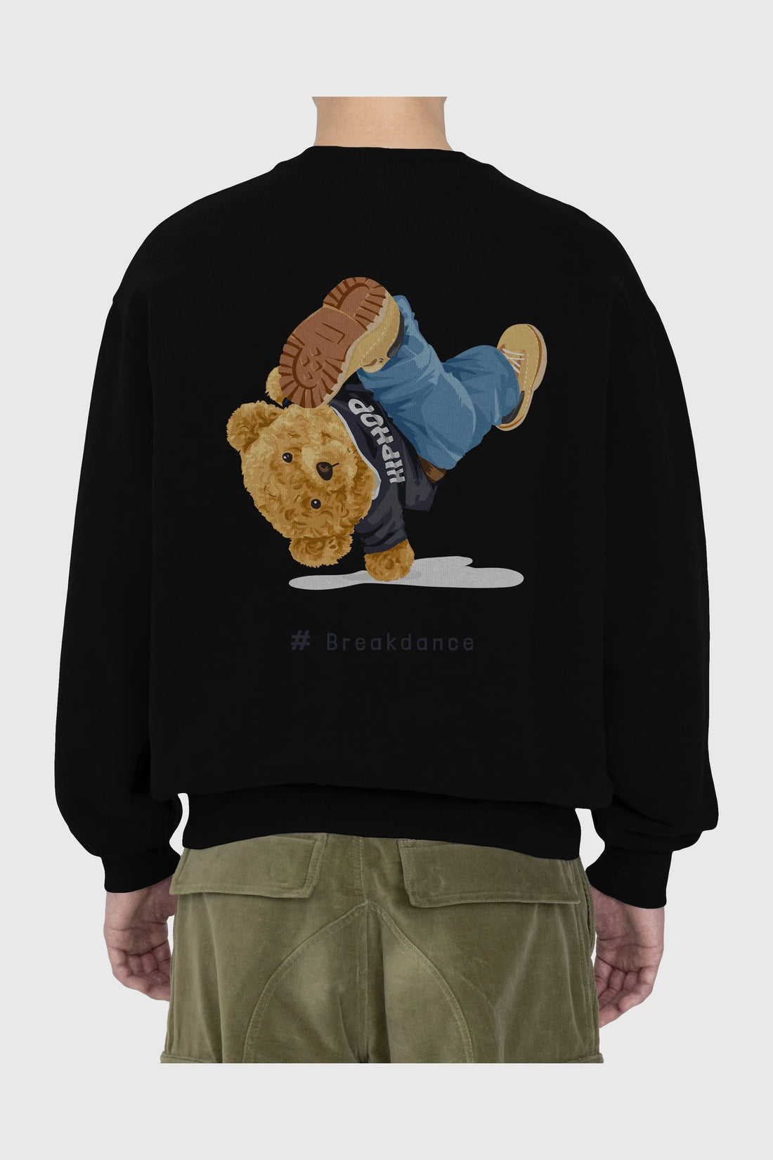 Teddy Bear Breakdance Arka Baskılı Oversize Sweatshirt Erkek Kadın Unisex