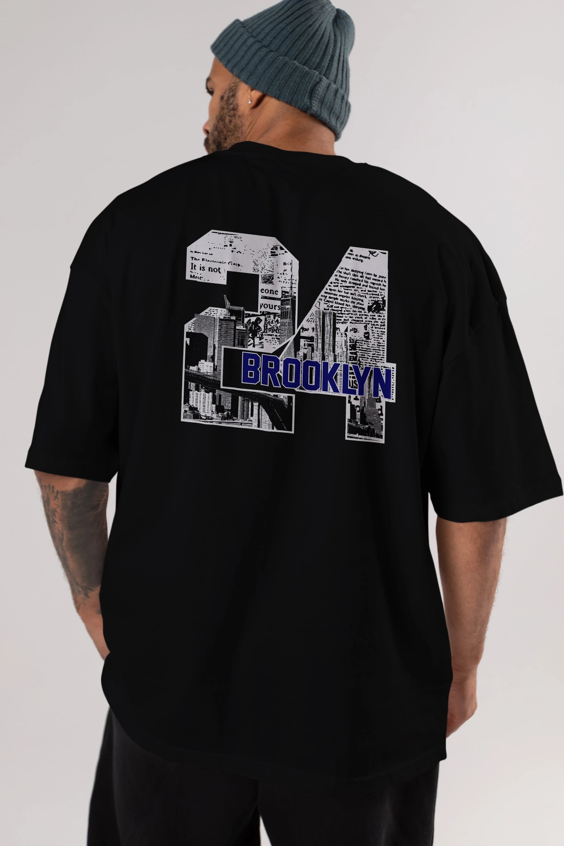Brooklyn 24 Arka Baskılı Oversize t-shirt Erkek Kadın Unisex