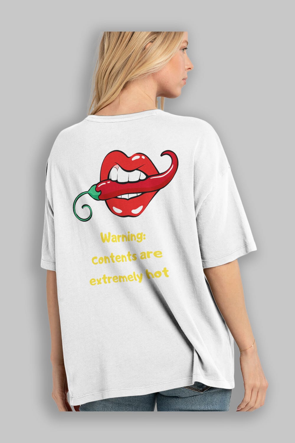 Warning Contents Yazılı Arka Baskılı Oversize t-shirt Erkek Kadın Unisex