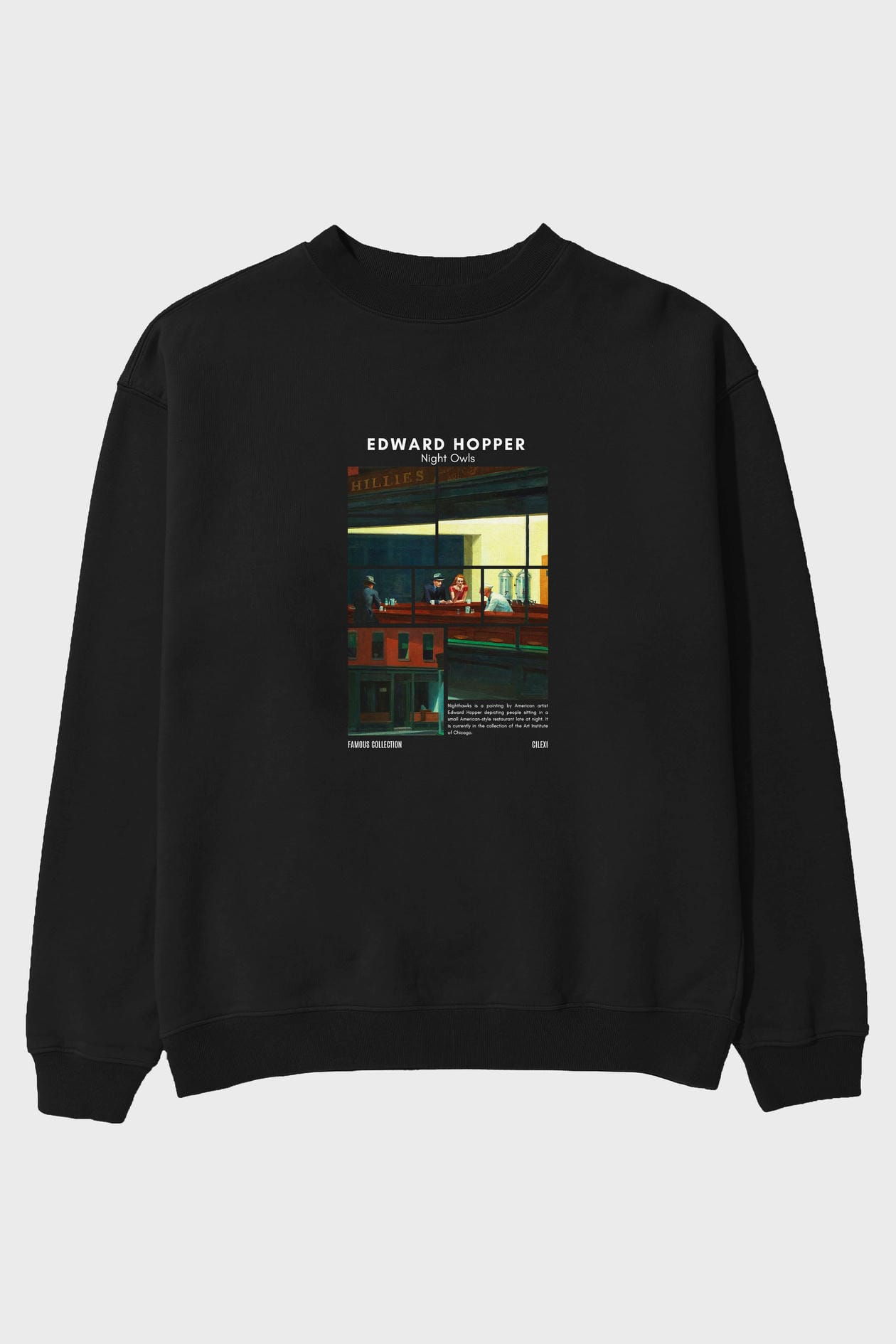 Edward Hopper Night Owls ön Baskılı Oversize Sweatshirt Erkek Kadın Unisex