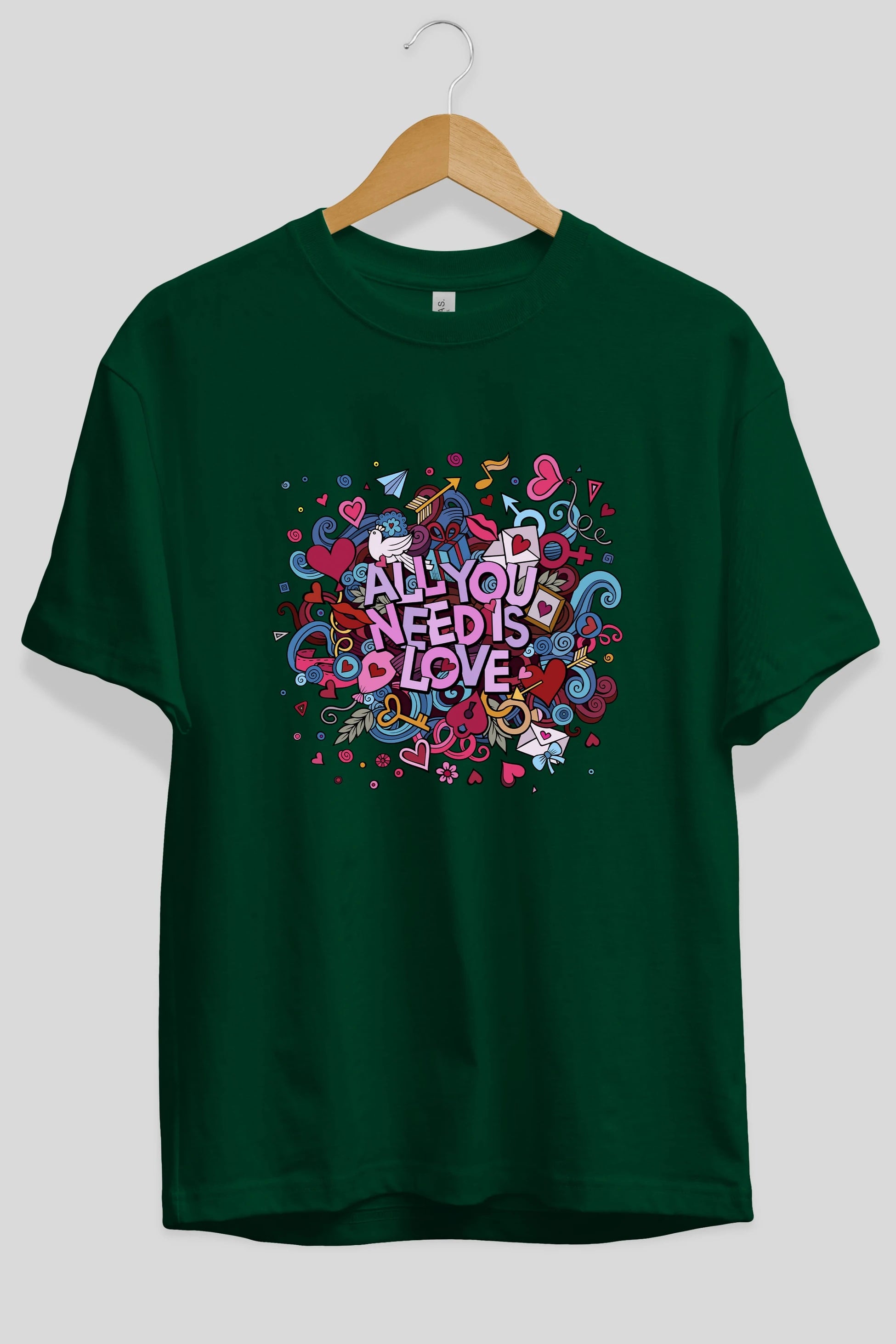 Cute Fun Colorful Heart Art Love Ön Baskılı Oversize t-shirt Erkek Kadın Unisex