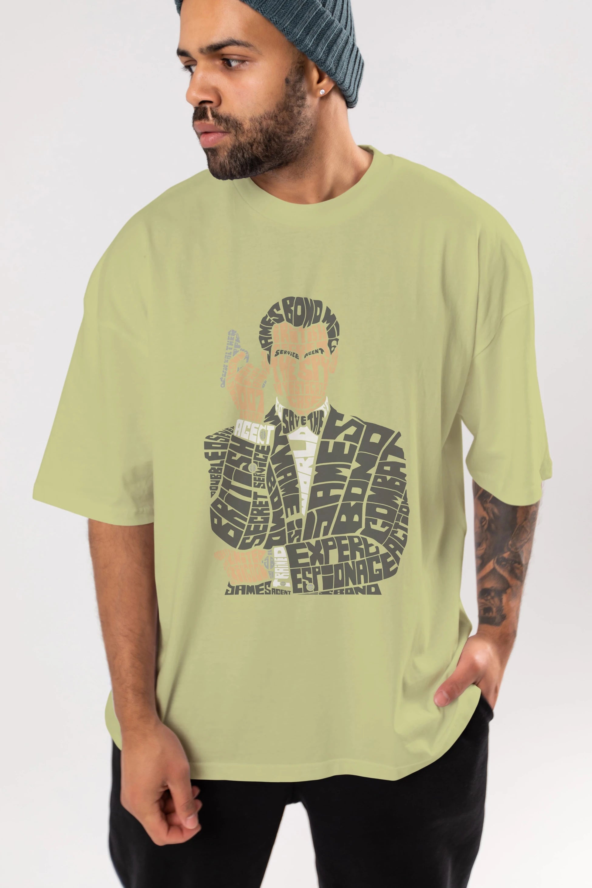 James Bond Ön Baskılı Oversize t-shirt %100 pamuk Erkek Kadın Unisex