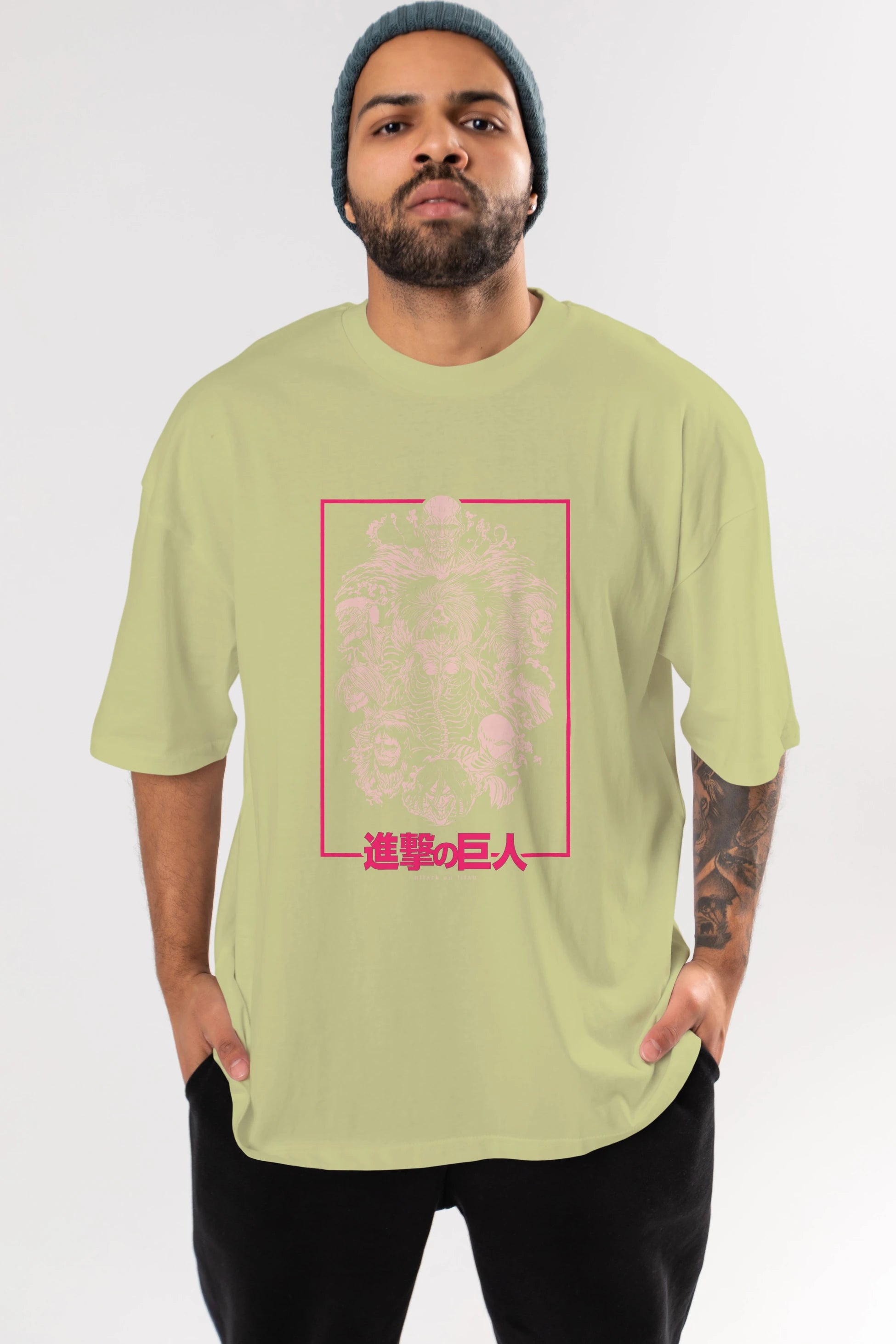 ATTACK ON TITANS Anime Ön Baskılı Oversize t-shirt %100 pamuk Erkek Kadın Unisex