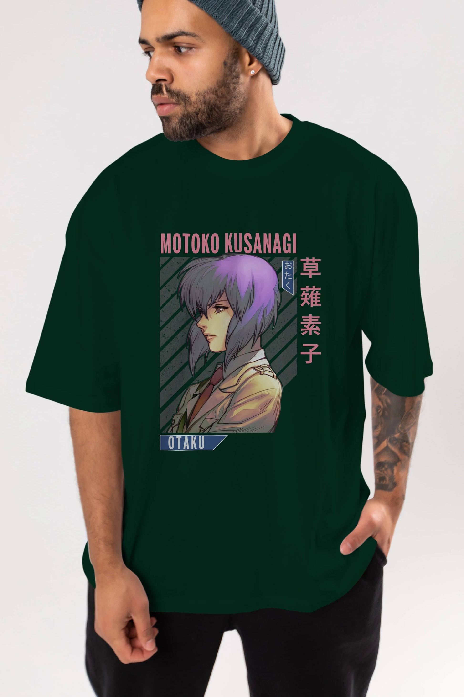 Motoko Kusanagi 4 Anime Ön Baskılı Oversize t-shirt %100 pamuk Erkek Kadın Unisex