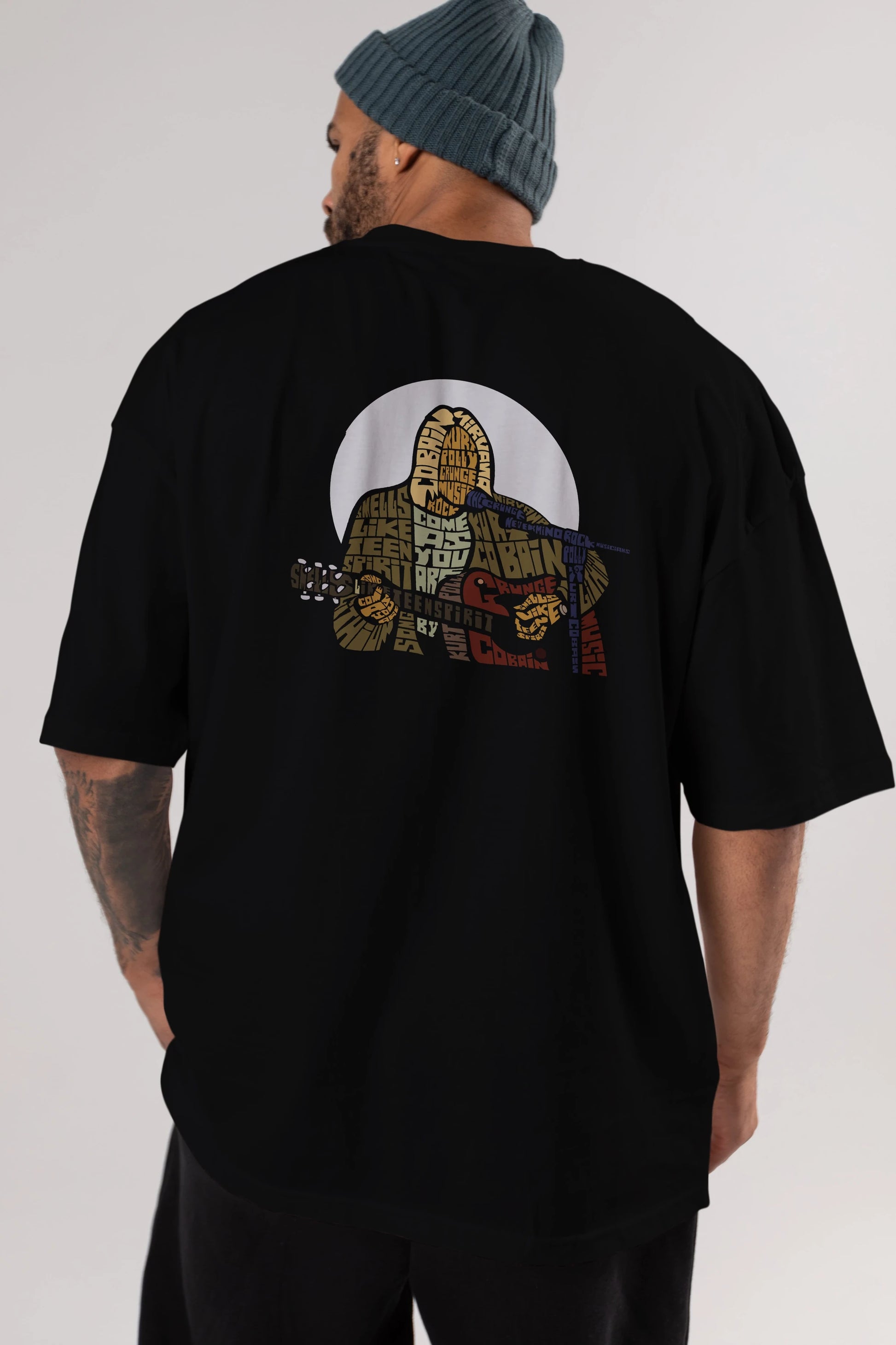 Kurt Cobain Arka Baskılı Oversize t-shirt %100 pamuk Erkek Kadın Unisex