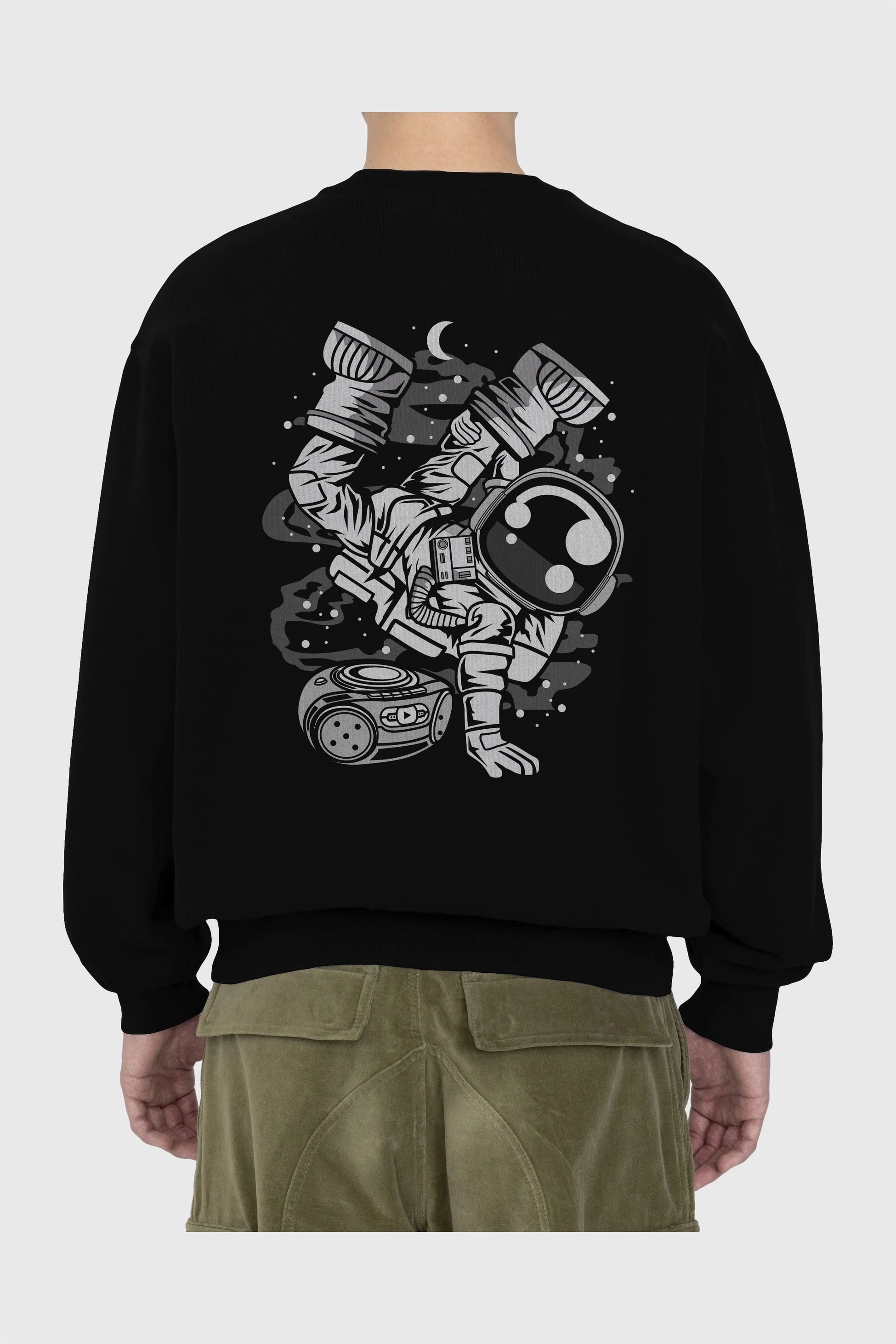 Space Breakdance Arka Baskılı Oversize Sweatshirt Erkek Kadın Unisex