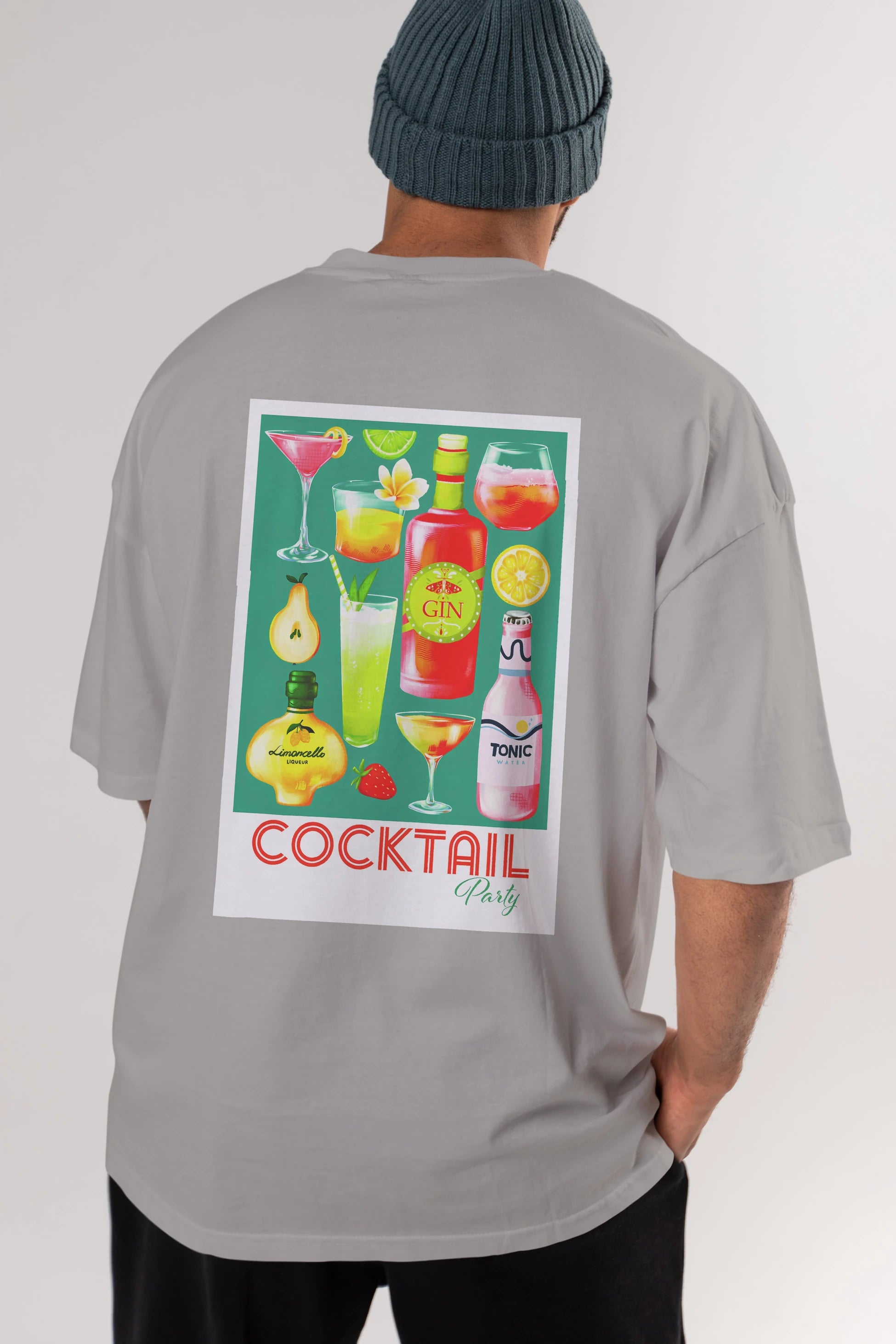 Cocktail Party 2 Arka Baskılı Oversize t-shirt Erkek Kadın Unisex %100 Pamuk Bisiklet Yaka tişort