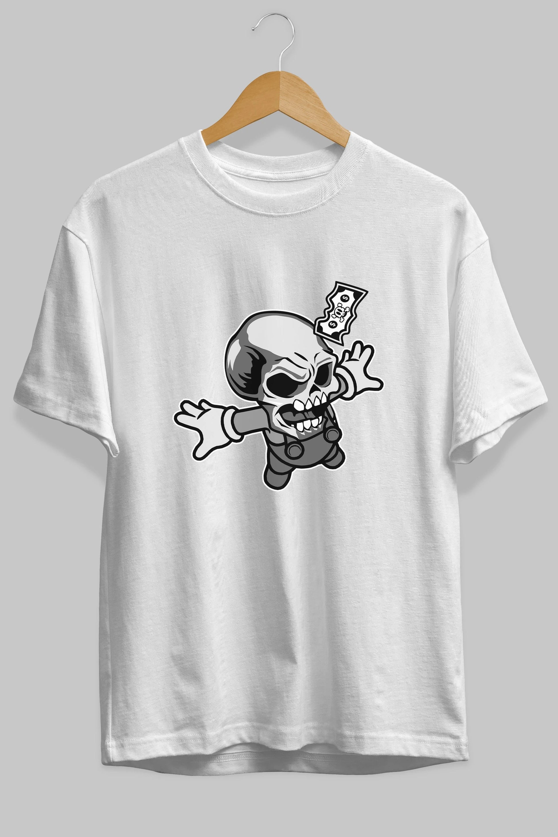 Skull Drowning Ön Baskılı Oversize t-shirt Erkek Kadın Unisex %100 Pamuk tişort